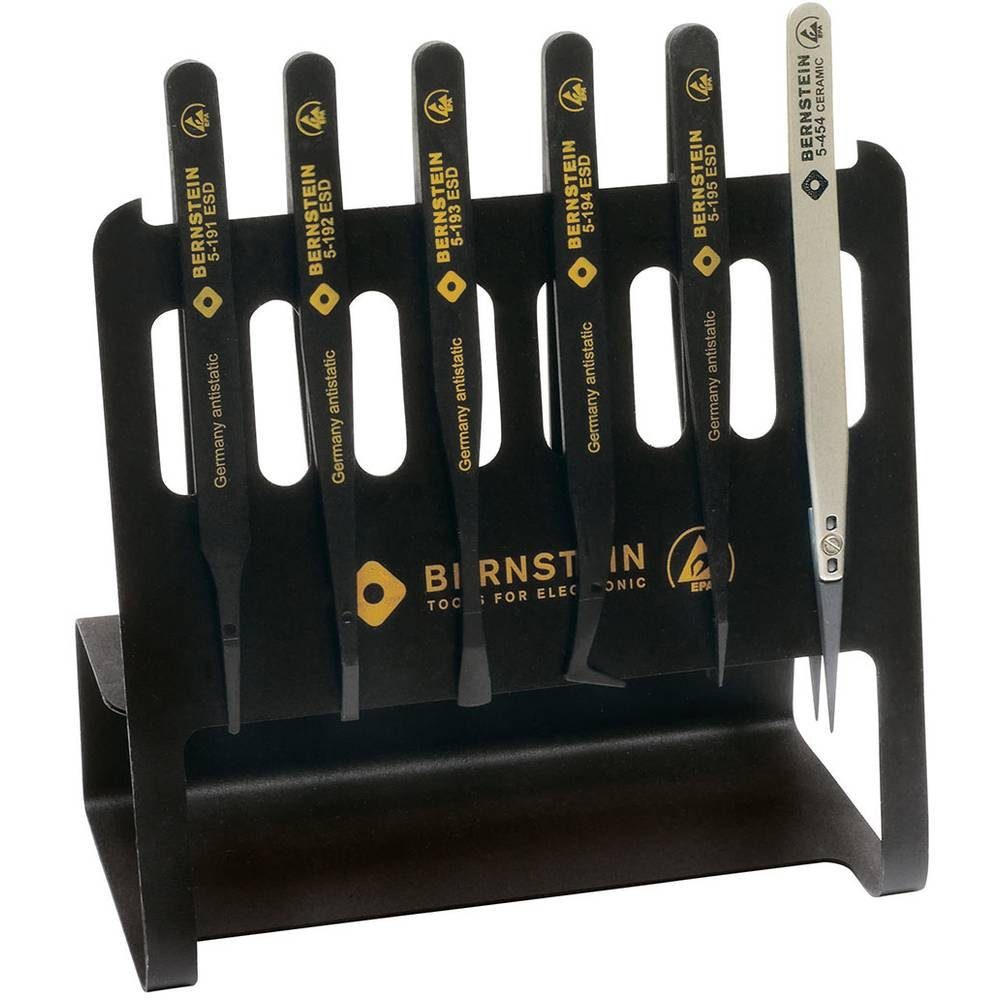 BERNSTEIN TOOLS FOR ELECTRONICS Pinzette 6-teiliger Satz ESD Pinzetten im ESD Werkzeughalter 5-190 V