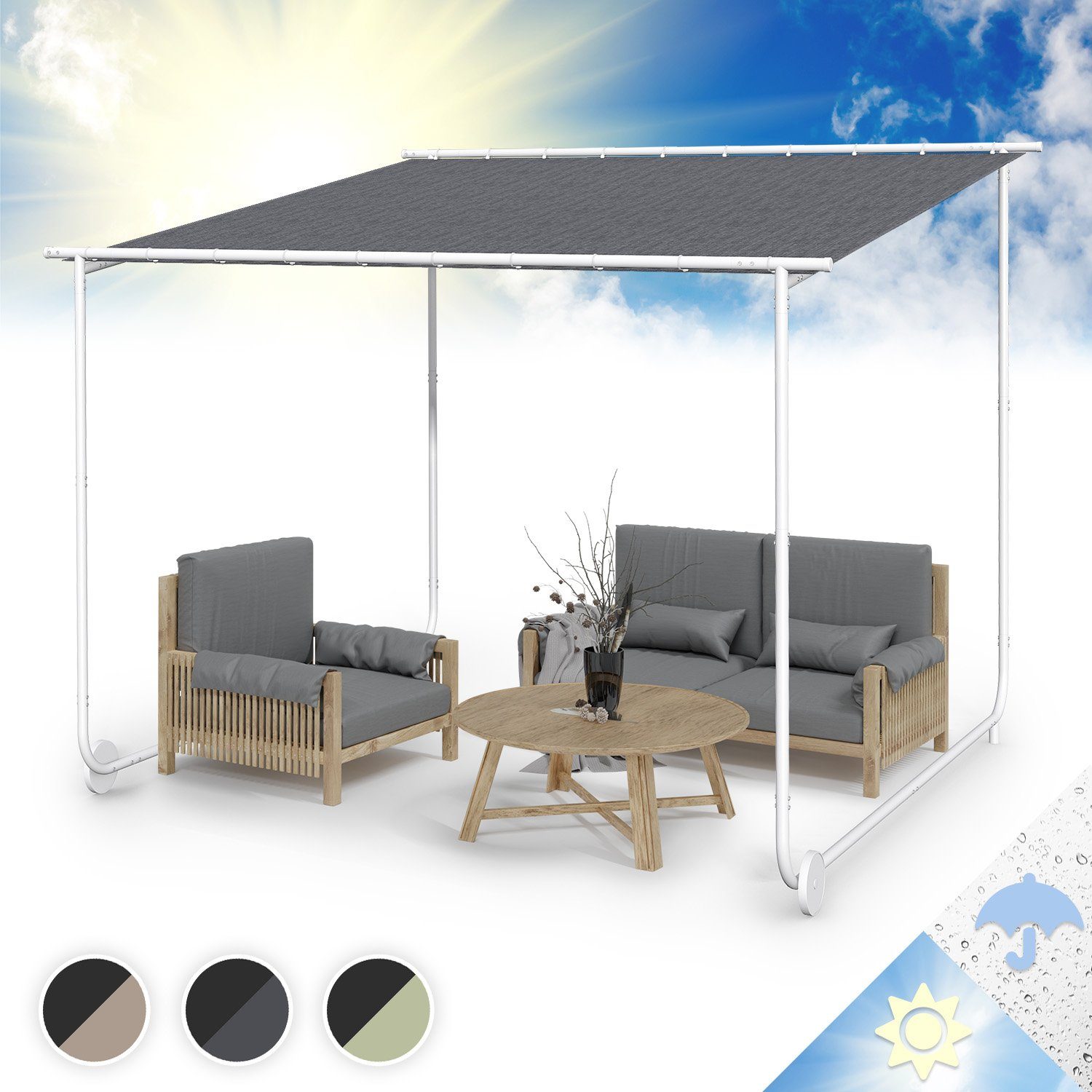 blum Pavillon Gazebo Nantes Wheeled, (Packung, Set), Pergola Terrassenüberdachung Grillpavillon Gartenpavillon Terrasse