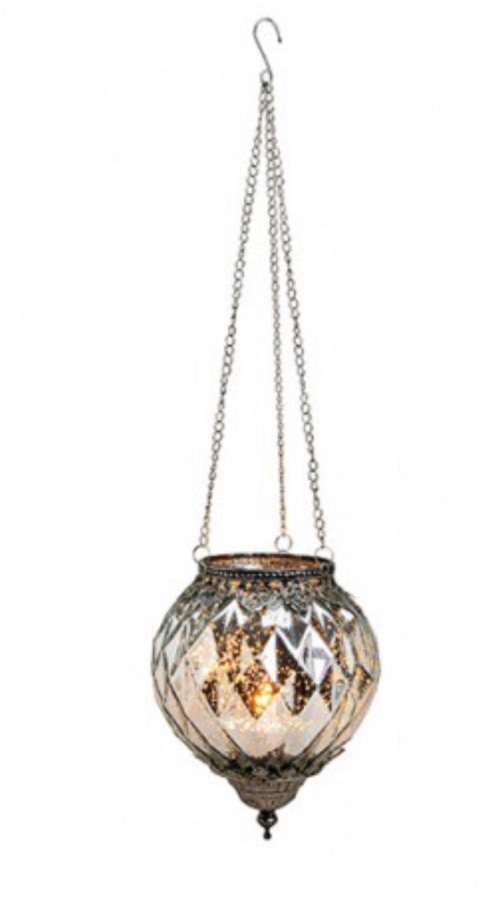 Windlicht Teelichthalter m Rosendekor Chic Antqiue Kerzenglas Metall/ Glas 