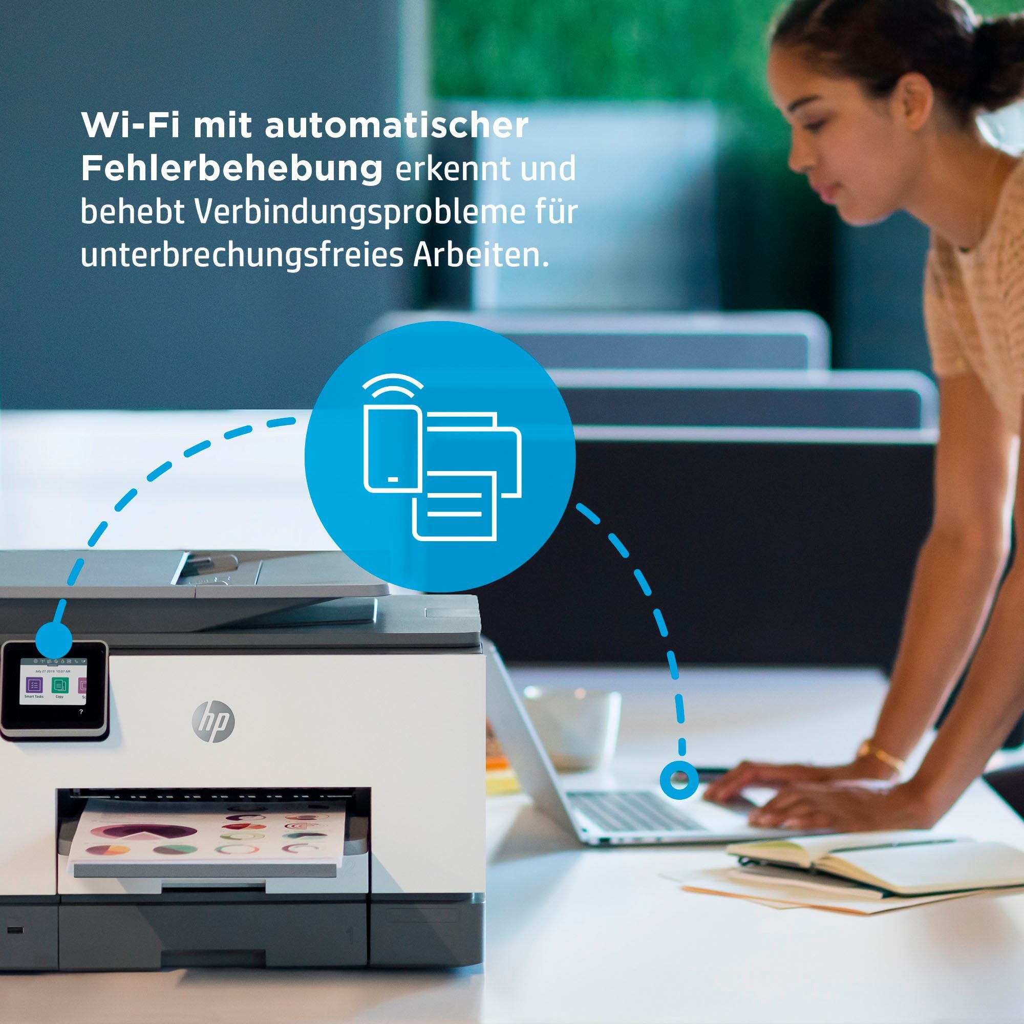 (LAN kompatibel) OfficeJet AiO A4 9022e Ink Pro (Ethernet), HP color HP+ (Wi-Fi), Instant WLAN Multifunktionsdrucker,