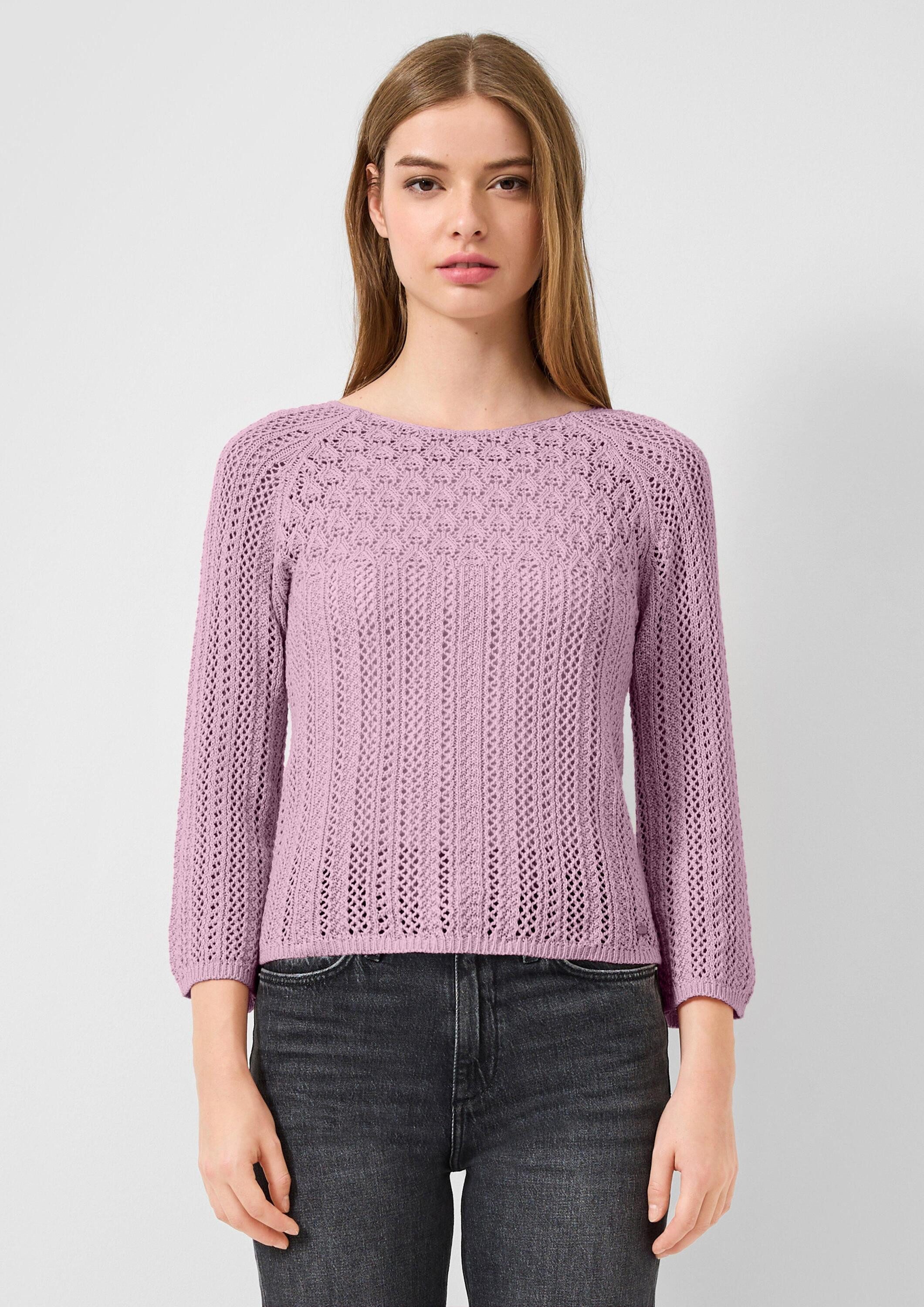 QS 3/4 Arm-Pullover Strickpullover Ajourpullover günstig online kaufen