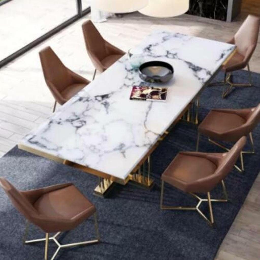 Moderner Esstisch JVmoebel Küche Esszimmer Tische Weiß Marmor, Tisch Design in Made Europa Luxus Möbel