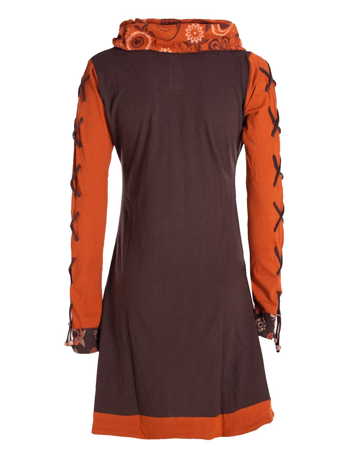 Vishes Minikleid Damen Blumen-Kleid Baumwollkleid Langarm-Shirtkleid günstig online kaufen