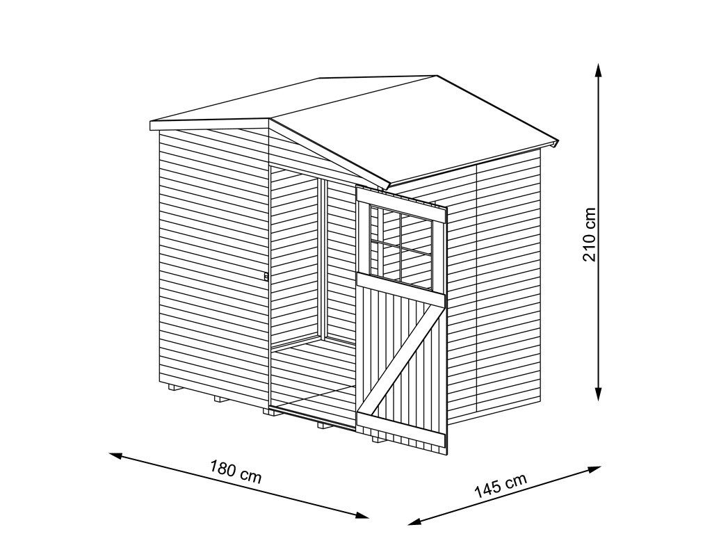 Woodtex Gartenhaus Gerätehaus Frankfurt Gr. 1 14 mm, kesseldruckimprägniert, BxT: 180x145 cm, 14 mm Wandstärke, Einzeltür mit Kunstglas-Einsätzen, Kesseldruckimp...