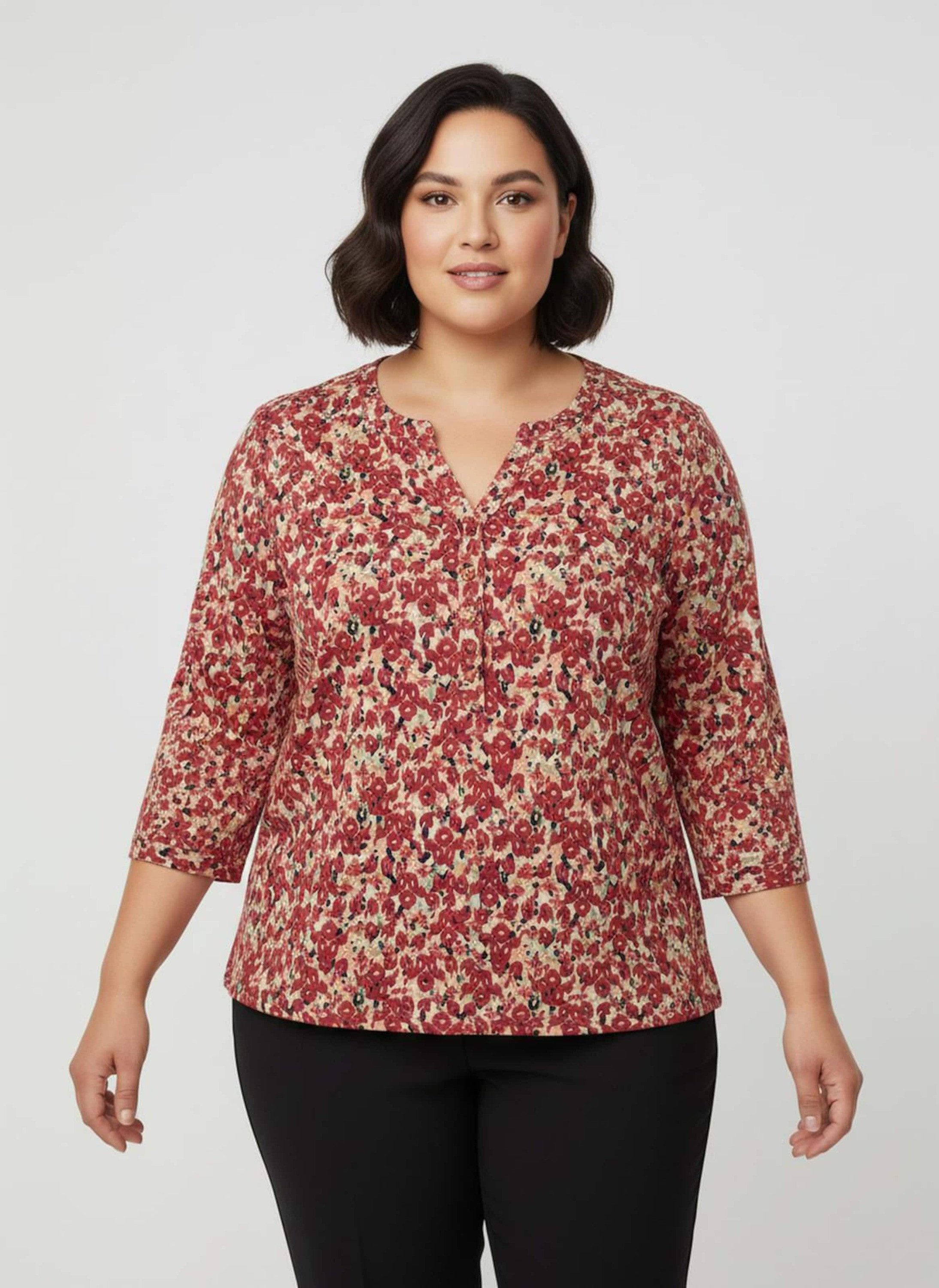 Klassische Bluse Druck-Bluse 3/4-Arm
