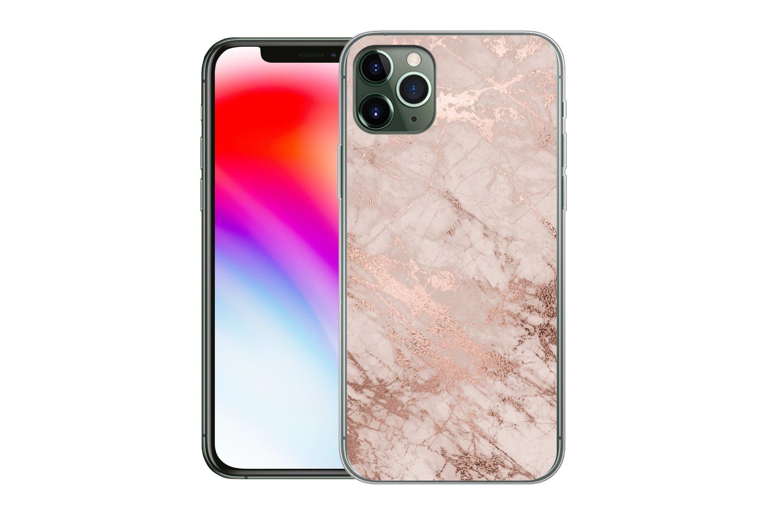 MuchoWow Handyhülle für Apple iPhone 11 Pro Max Marmor - Rosa - Luxus - Marmoroptik - Glit, Smartphone-Bumper, Print, Handy Schutzhülle Dünn