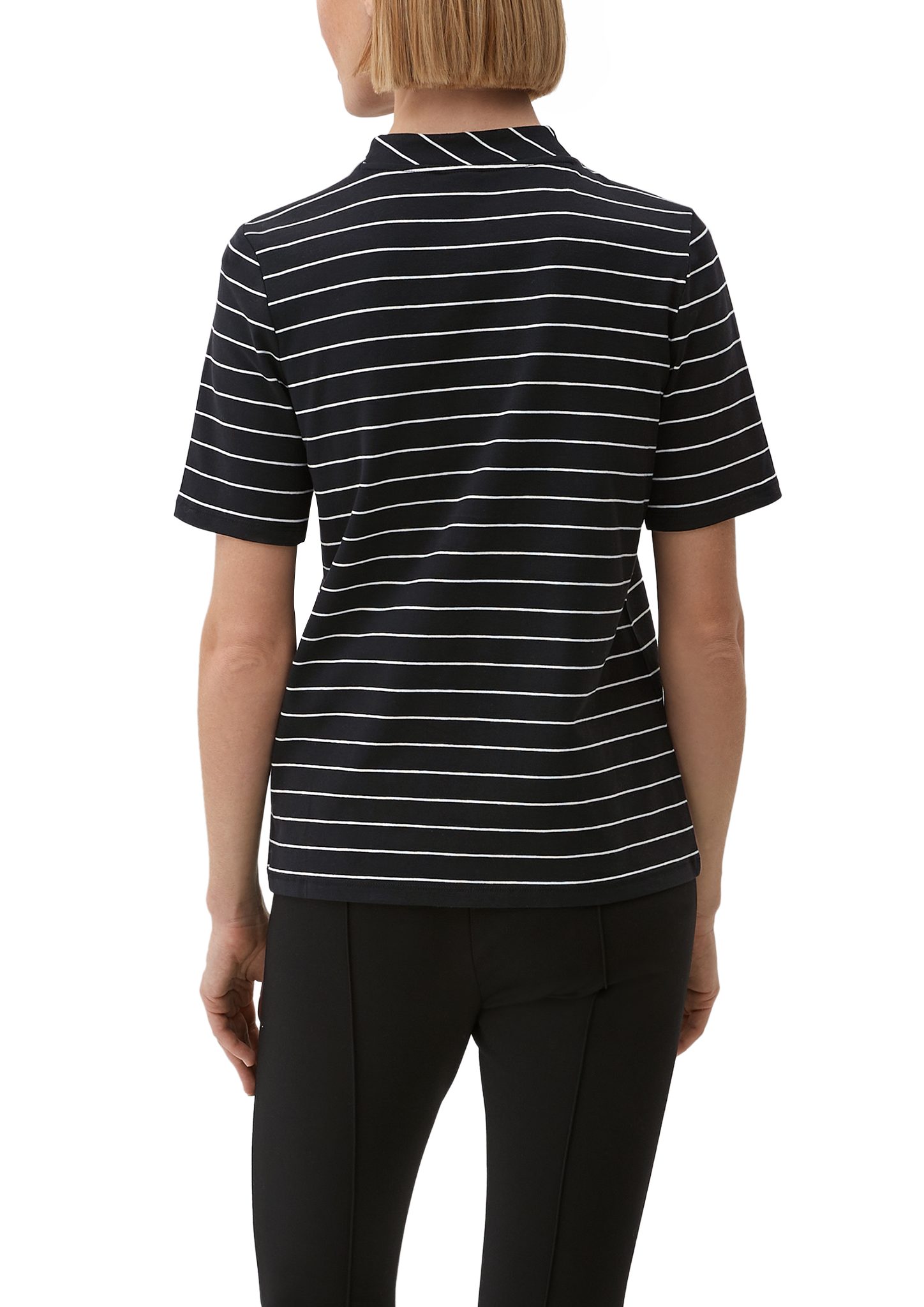 s.Oliver T-Shirt LABEL Streifenmuster BLACK schwarz mit Kurzarmshirt