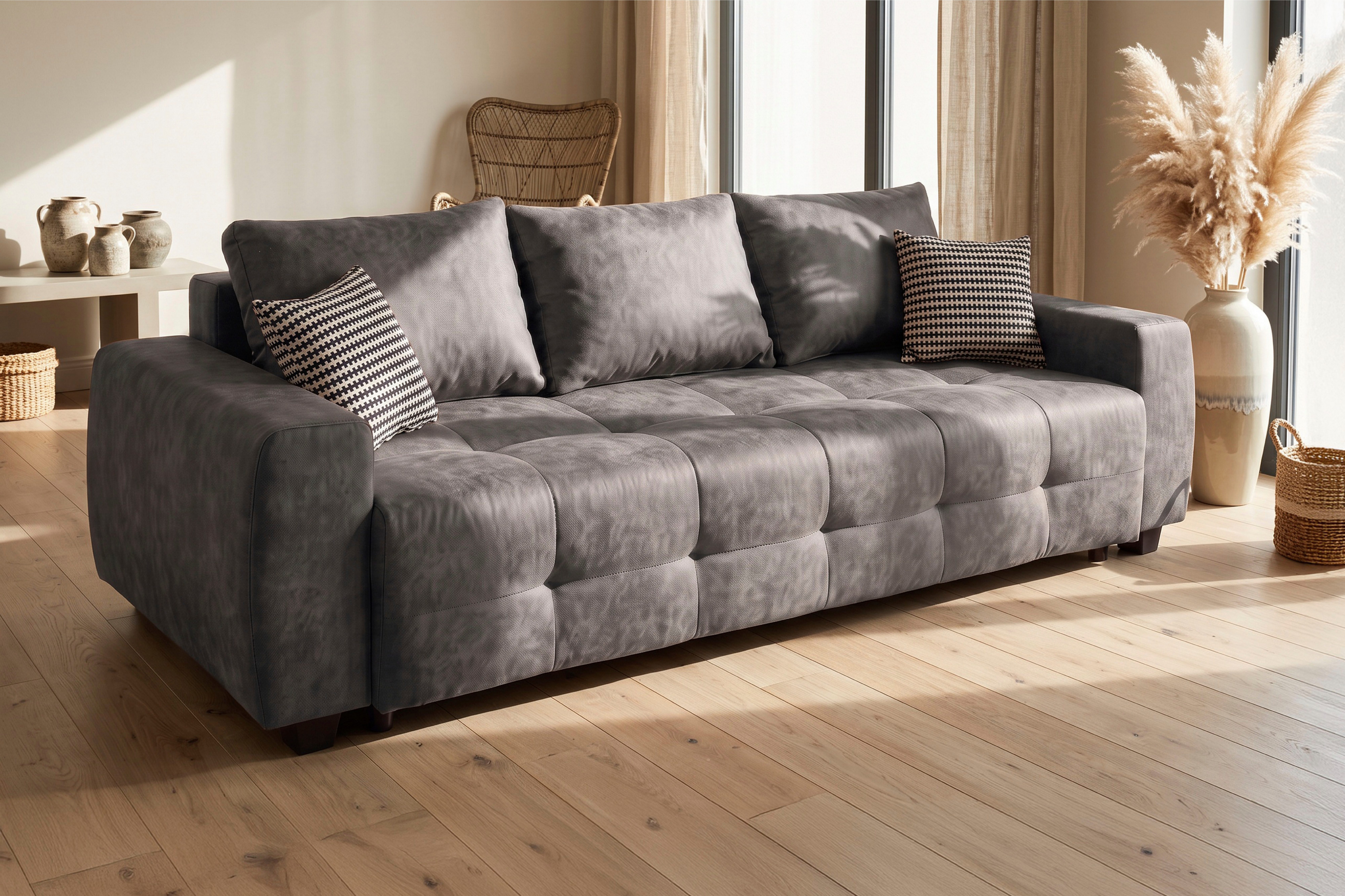 OTTO home Schlafsofa Bella B: 241 cm, Liegefl. 142x194 cm mit Bettkasten & Zierkissen, Schlafcouch mit Gästebett, 2 Zierkissen inklusive, frei stellbar