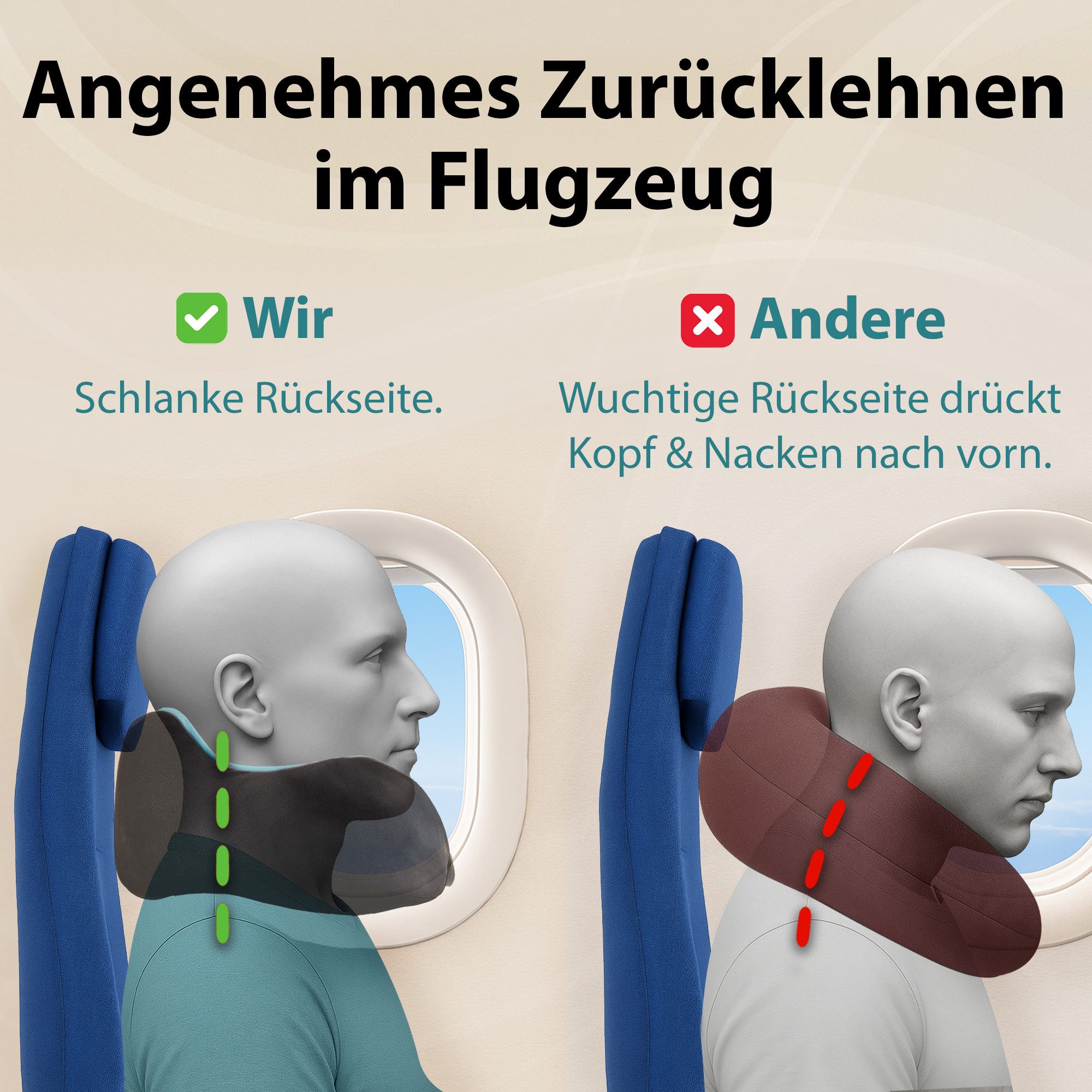 FLOWZOOM Nackenhörnchen COMFY Nackenkissen Flugzeug & Auto – Reisekissen Memory-Schaum, Nackenhörnchen für Erwachsene - Nackenkissen Reisen - verstellbar – Bild 4 von 5