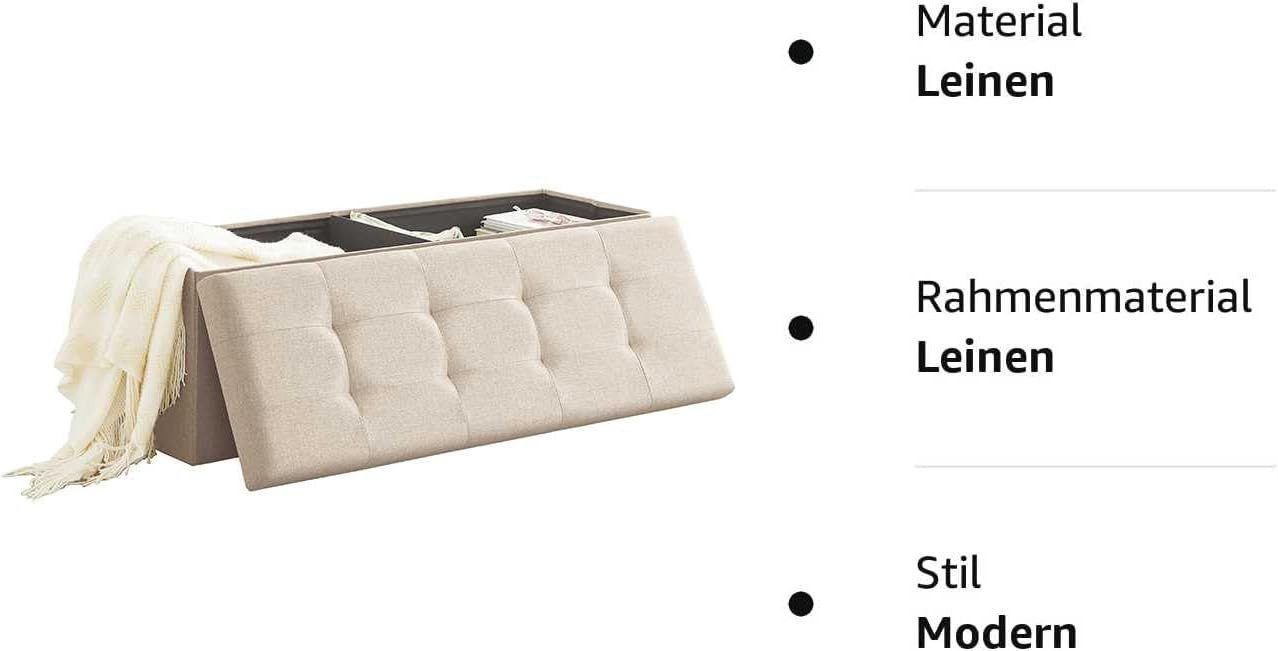 Zedelmaier Sitzbank 114cm mit Stauraum 120 L, klappbare Sitztruhe mit abnehmbarem Deckel (ZD114), faltbar Hocker Fußbank Aufbewahrungsbox – Bild 5 von 5