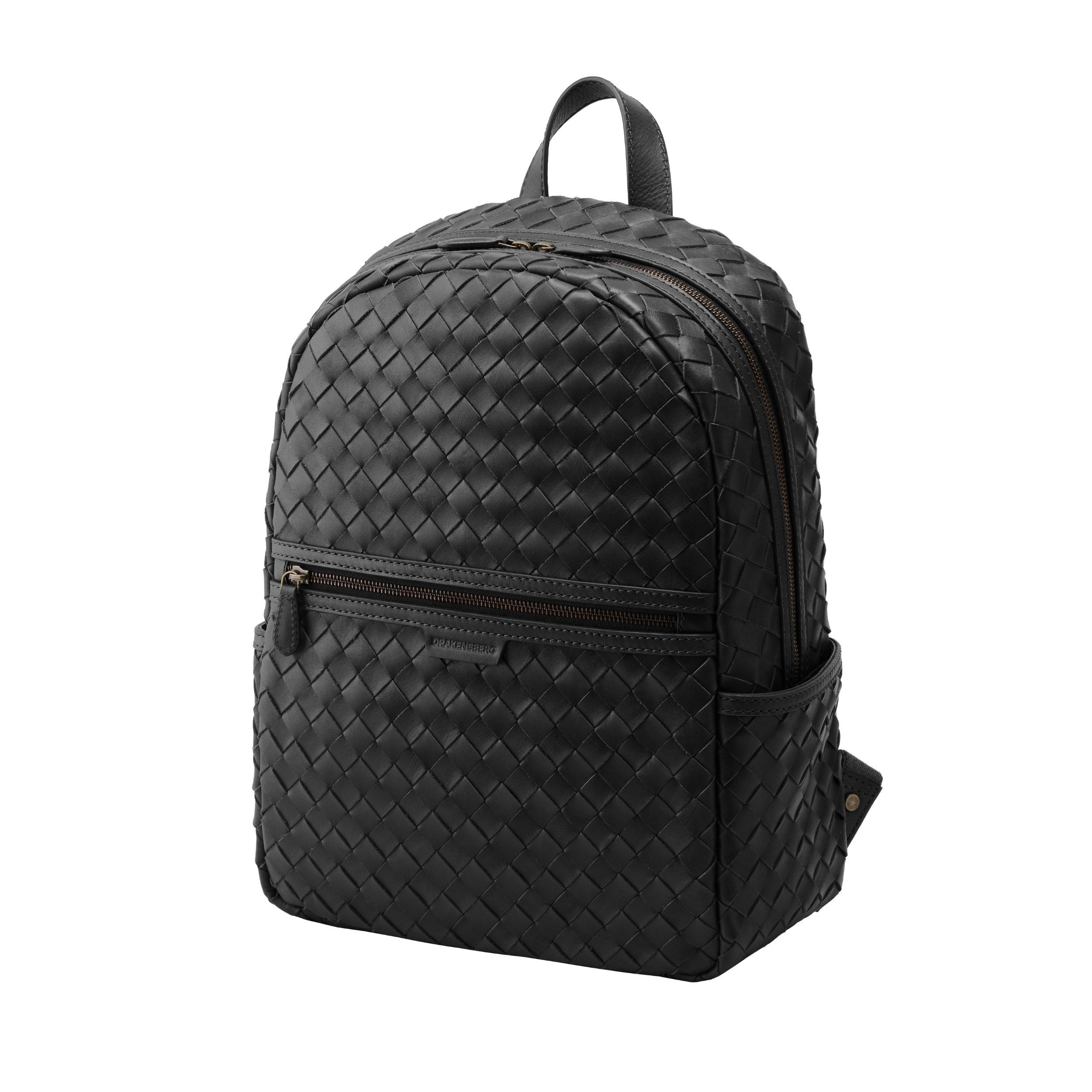 DRAKENSBERG Tagesrucksack »Milan« Schwarz, Herren, Damen, aus Rinds-Flechtleder, handgemacht, 15" Laptopfach