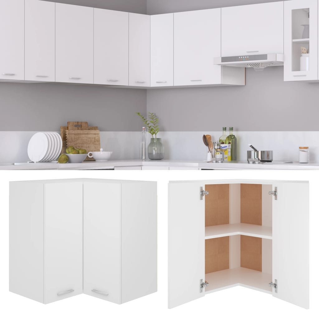 vidaXL Hängeschrank Eckhängeschrank Weiß 57x57x60 cm Holzwerkstoff