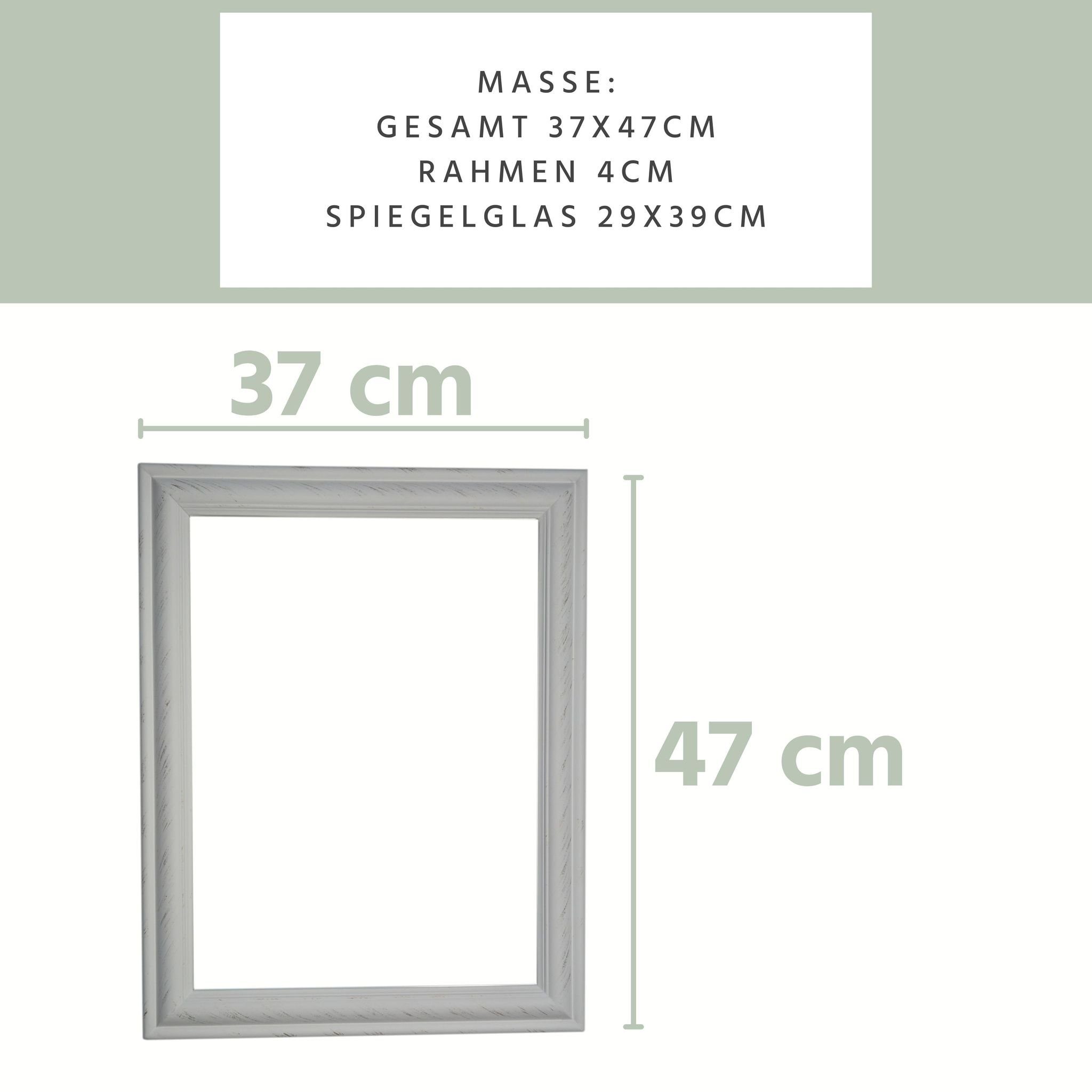 weiß schlicht Wandspiegel: Wandspiegel weiß 37x47x3 Wandspiegel cm Badspiegel Landhausstil 37x47x3, | weiß Spiegel elbmöbel