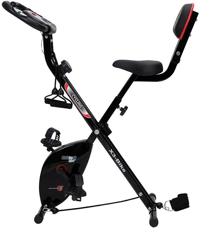 Christopeit Sport® Liege-Heimtrainer Christopeit X 3 Bike, Klappheimtrainer  mit Arm- Bein Seilzug System, Rutschhemmenden Pedale (mit  Pedalsicherungsband)