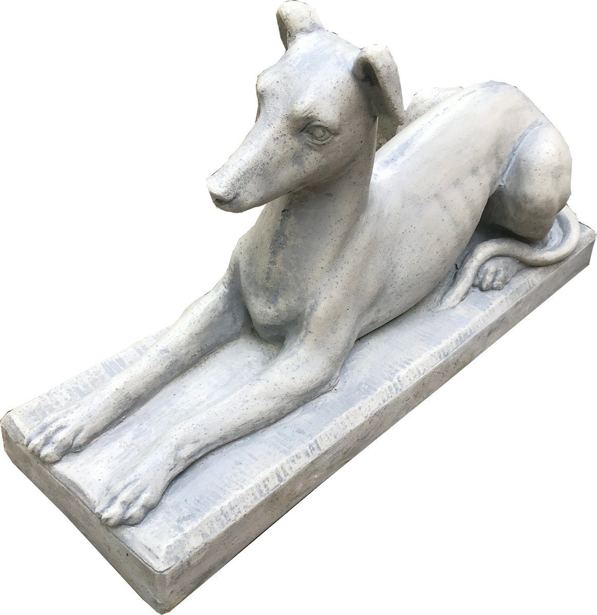 Casa Padrino Skulptur Jugendstil Garten Skulptur Hund Massiv & Schwer 83 x 27 x H47 cm - Gartenskulptur Deko Antik Stil Grau | Skulpturen