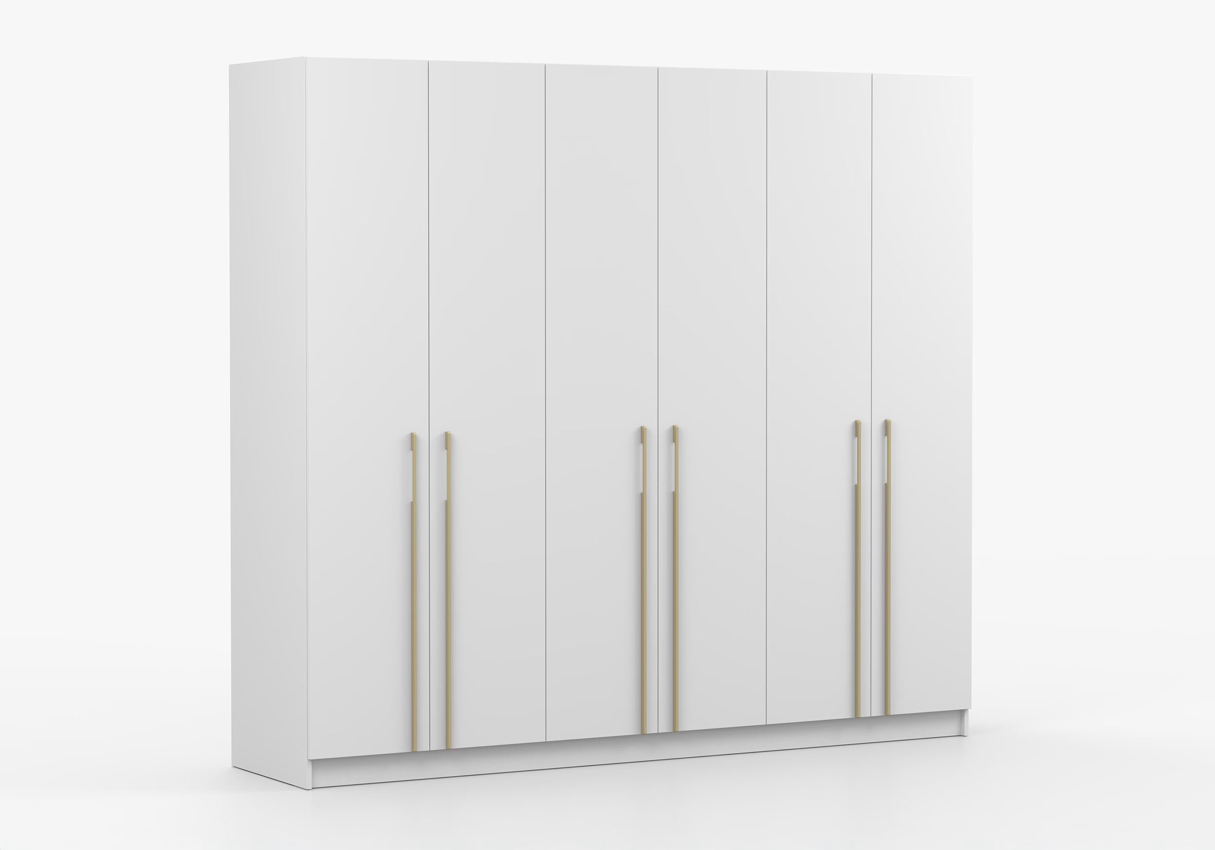 imoebel24 Drehtürenschrank ROSA 6D 230 cm - Weiss / Gold günstig online kaufen
