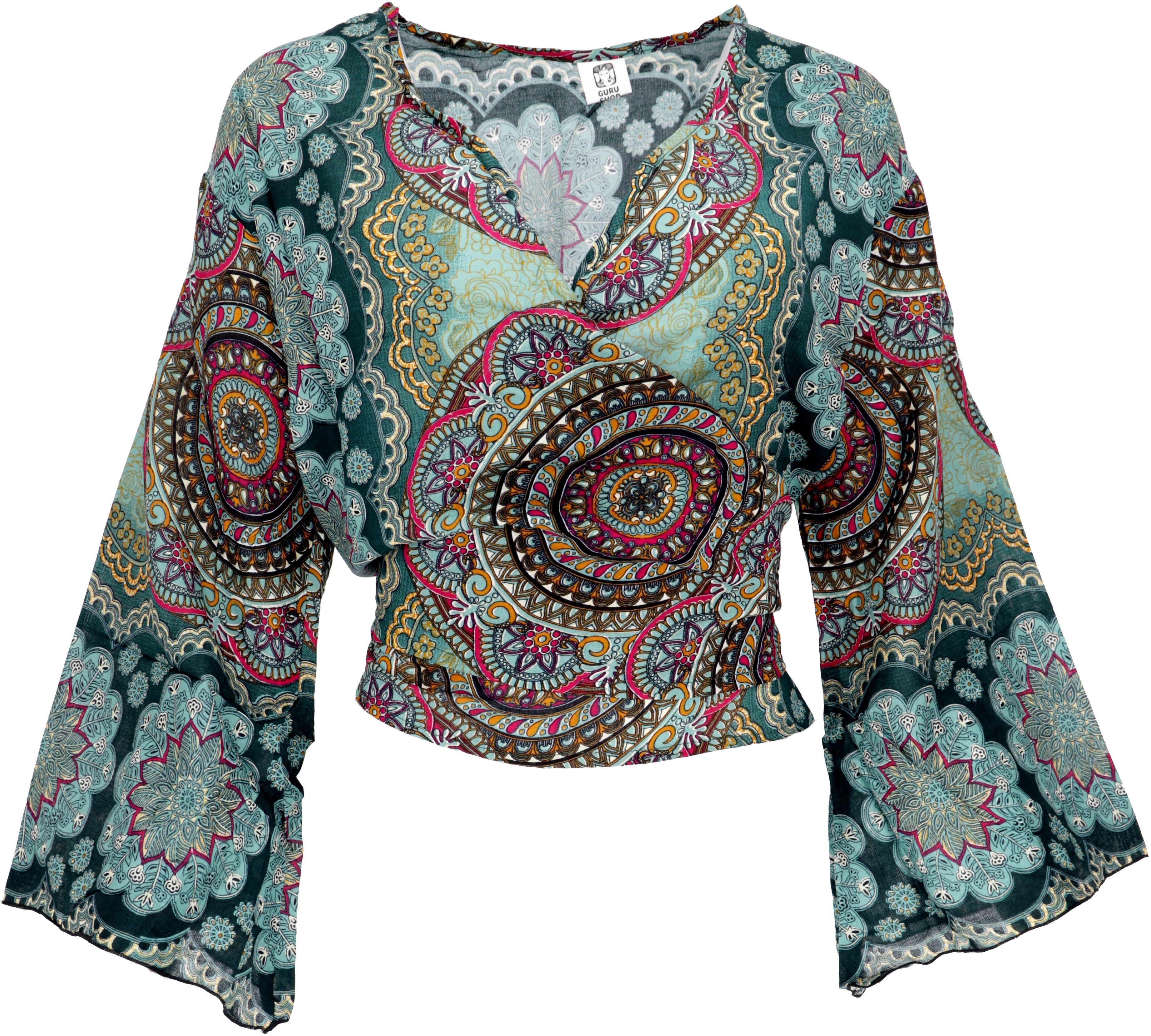 Guru-Shop Longbluse Kurztop, Boho Blusentop, Wickeltop, günstig online kaufen