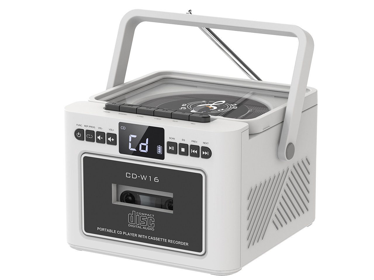 Greadio W16 Tragbarer CD-Player Kassettenrekorder mit Bluetooth 5.1 FM Radio CD-Player (Bluetooth) – Bild 4 von 5