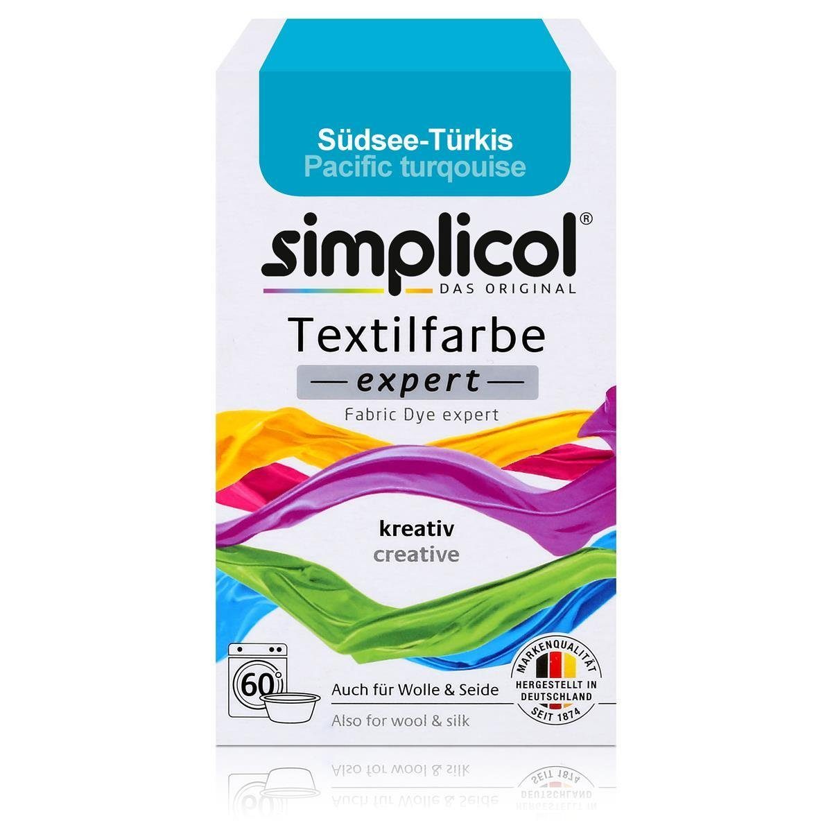 simplicol Textilfarbe Simplicol Textilfarbe expert Südsee-Türkis 150g - Farbe zum Färben (1e