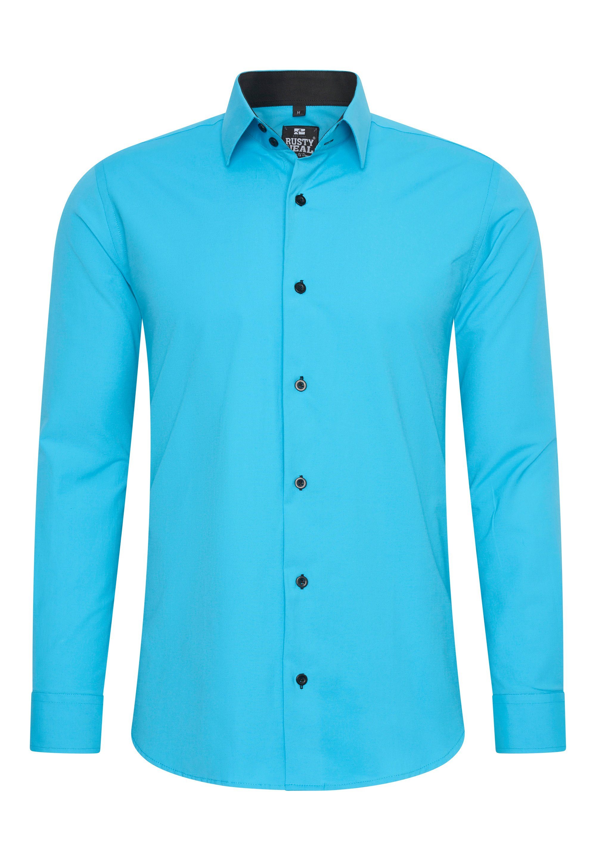 Rusty Neal Langarmhemd mit trendigem Farbkontrast, Mit farblich abgesetzter  Knopfleiste auf der Front | Hemden