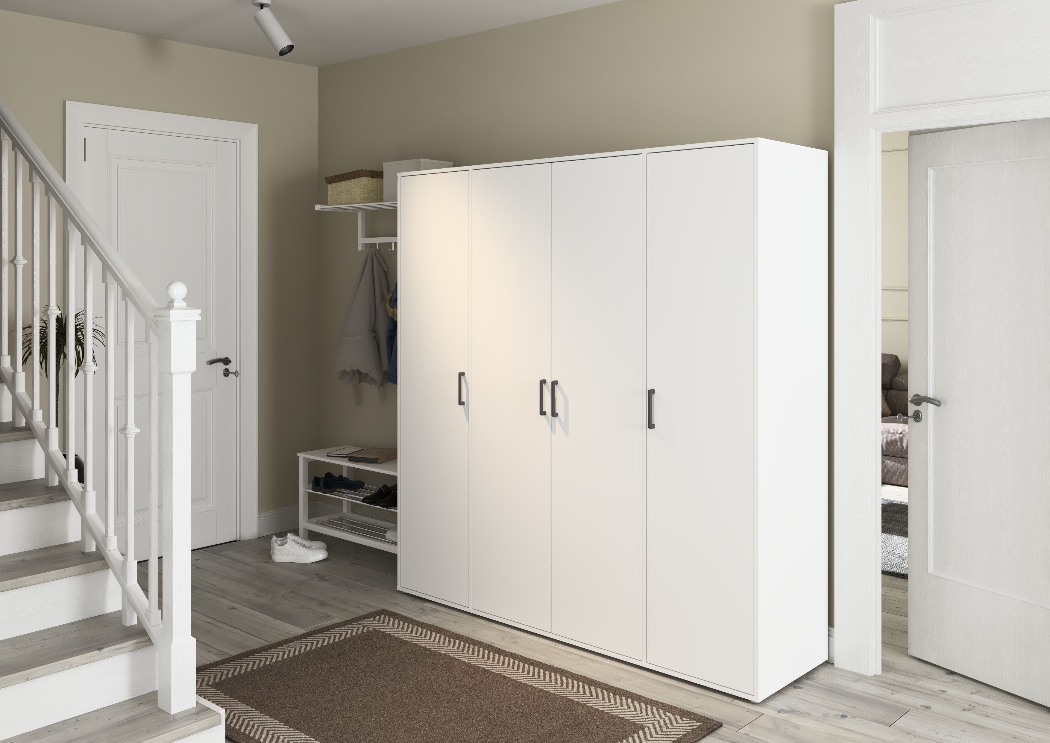 rauch Kleiderschrank VOYAGER Garderobe Wäscheschrank Schlafzimmer (in 3 verschiedenen Ausstattungen BASIC/CLASSIC/PREMIUM) mit 2 modernen Griffvarianten, viel Stauraum MADE IN GERMANY