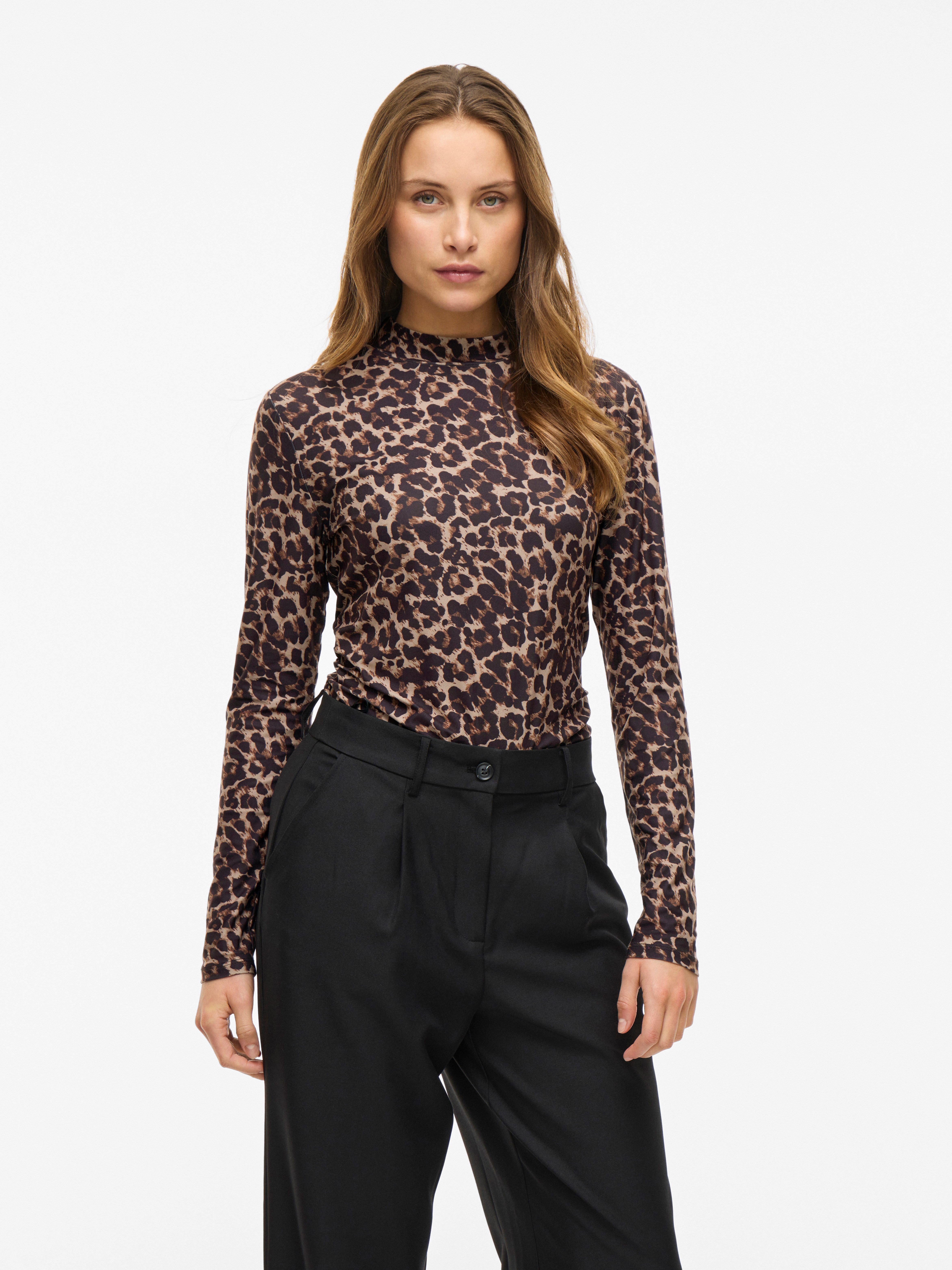 Vila Stehkragenshirt VILEOA L/S ROLLNECK TOP - NOOS Materialmix, regular fit