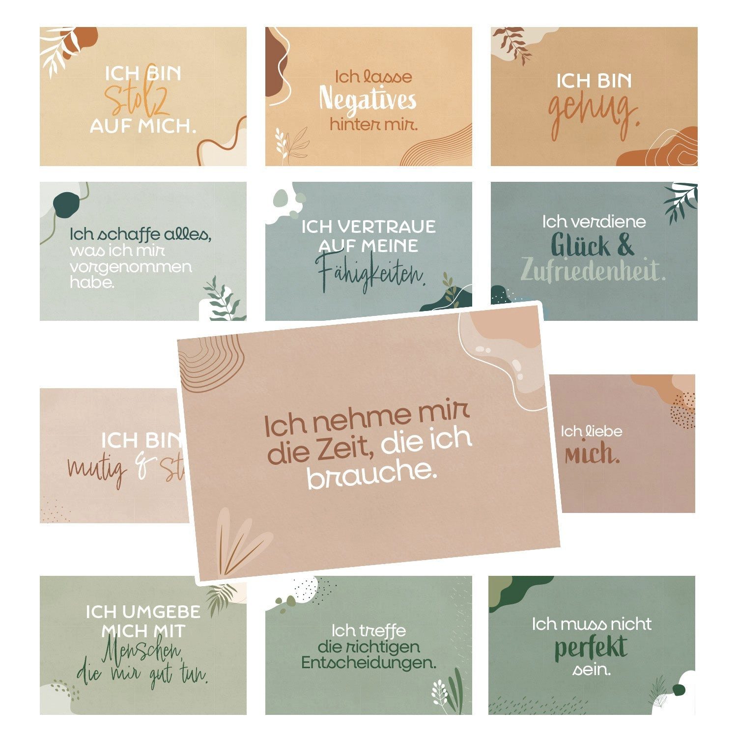 Logbuch-Verlag Klappkarte 24 Affirmationskarten für Erwachsene positives Mindset boho pastell – Bild 2 von 5