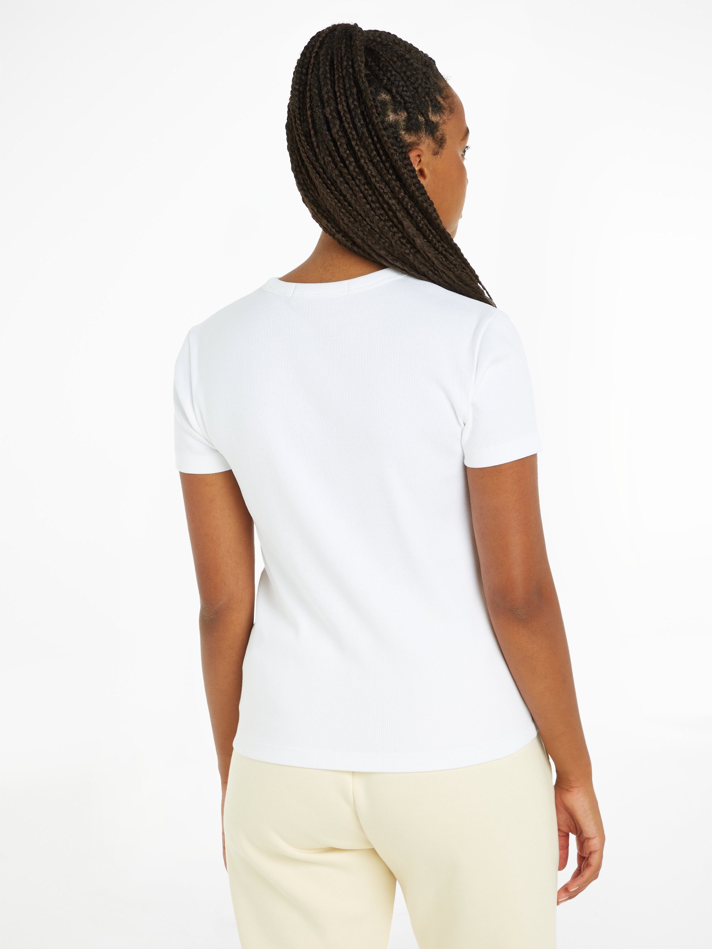 REGULAR T-Shirt WOVEN Jeans Calvin TEE RIB Klein Bright LABEL White