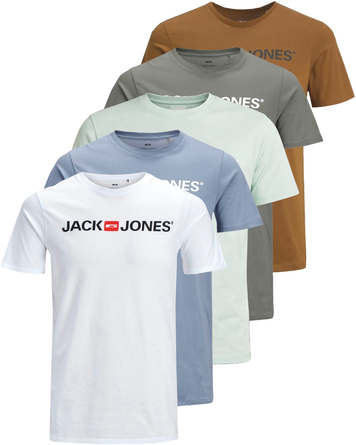 Jack & Jones Print-Shirt Bedrucktes T-Shirt aus Baumwolle (5er-Pack)