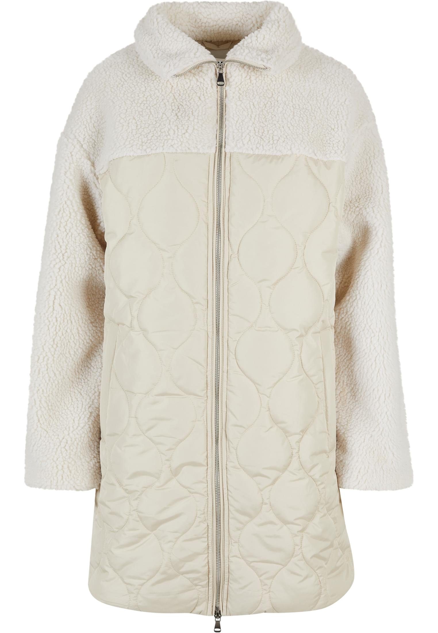 URBAN CLASSICS Winterjacke Damen Ladies Coat (1-St) Oversized Quilted softseagrass/whitesand Sherpa