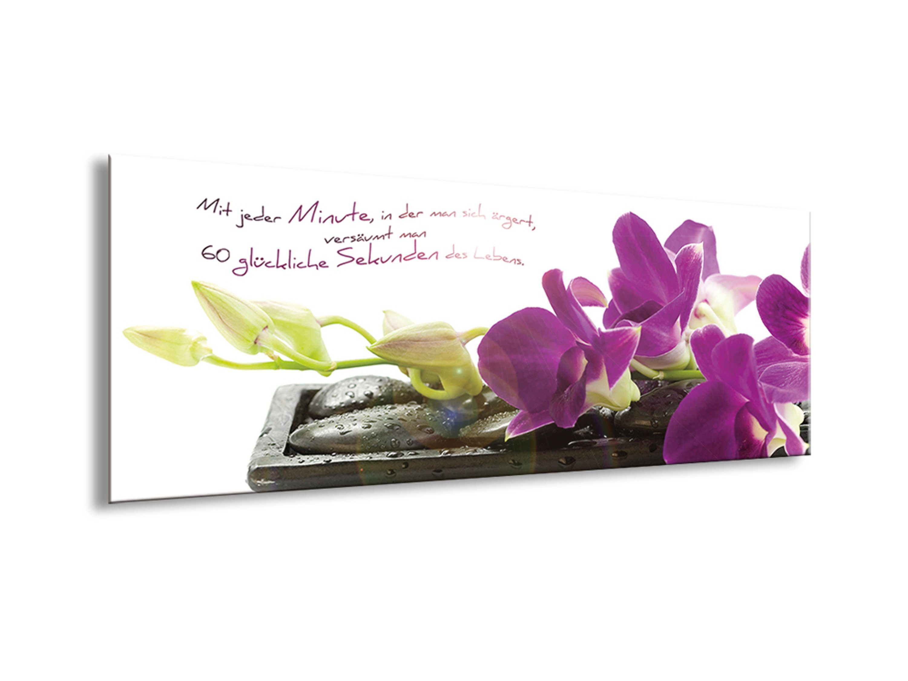 artissimo Glasbild Glasbild 80x30cm Bild Spa, Zen Sprüche: Spruch Glas Orchidee Lebensweisheit aus
