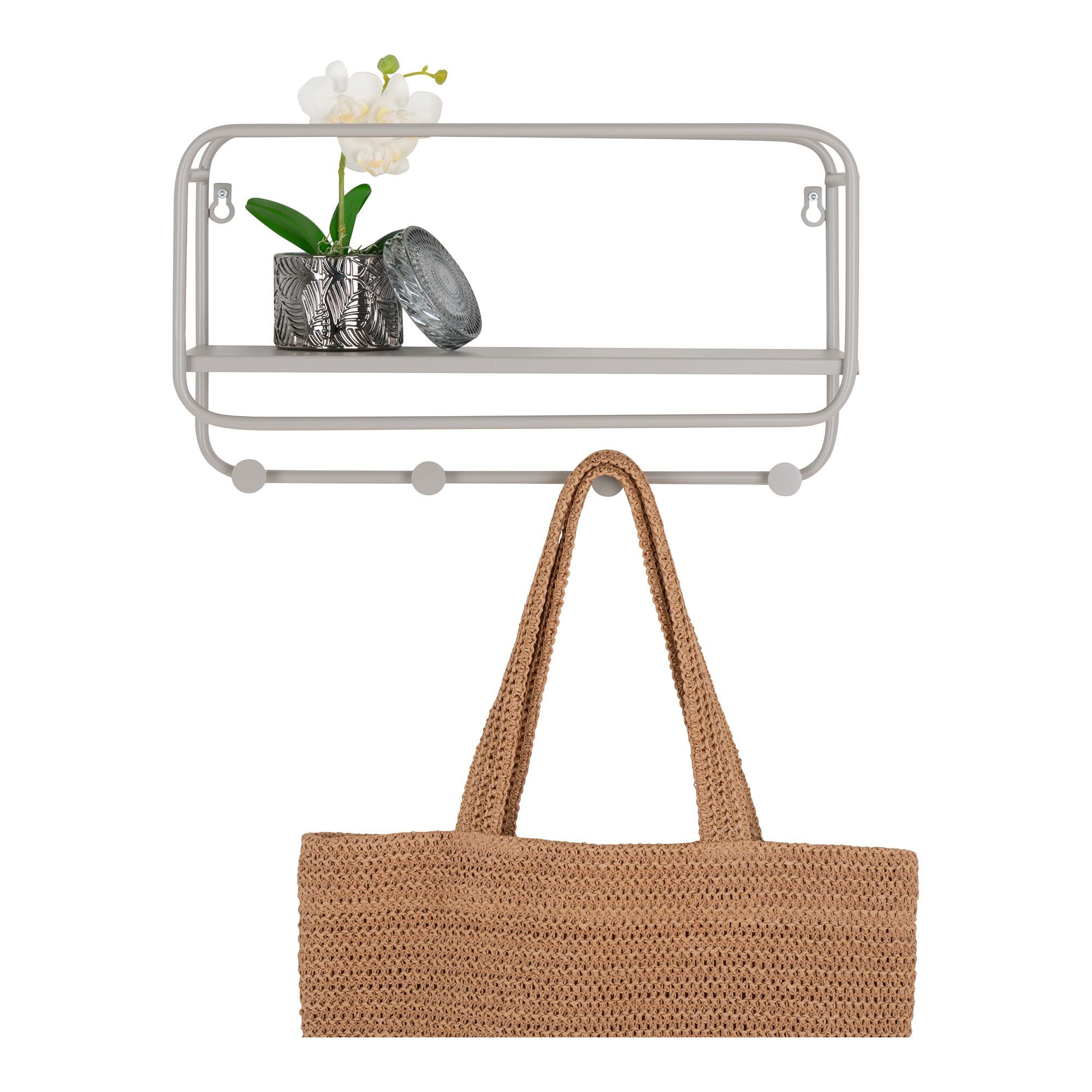 tinkaro Kleiderständer Feira Hutablage Stahl 45x15x25 cm Grau, (1 St), Platzsparendes Wandregal mit Ablage für Flure und Garderobenbereiche