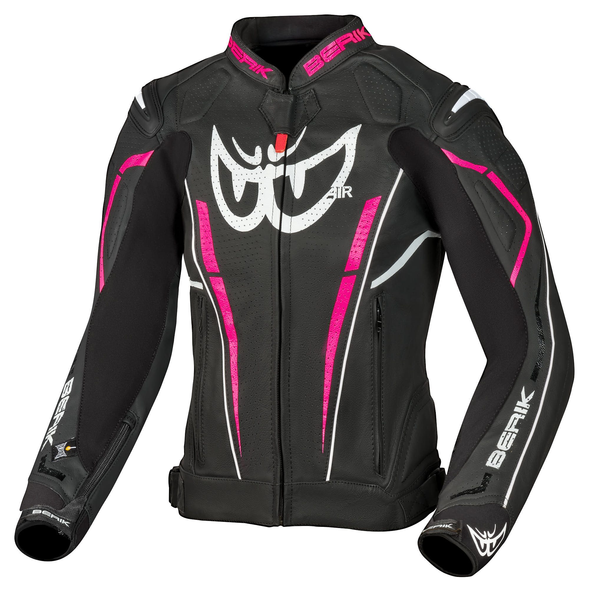 Berik Motorradjacke Fufur Damen Motorrad Lederjacke Verbindungsreißverschluss,Ellenbogenprotektoren enthalten,perfori