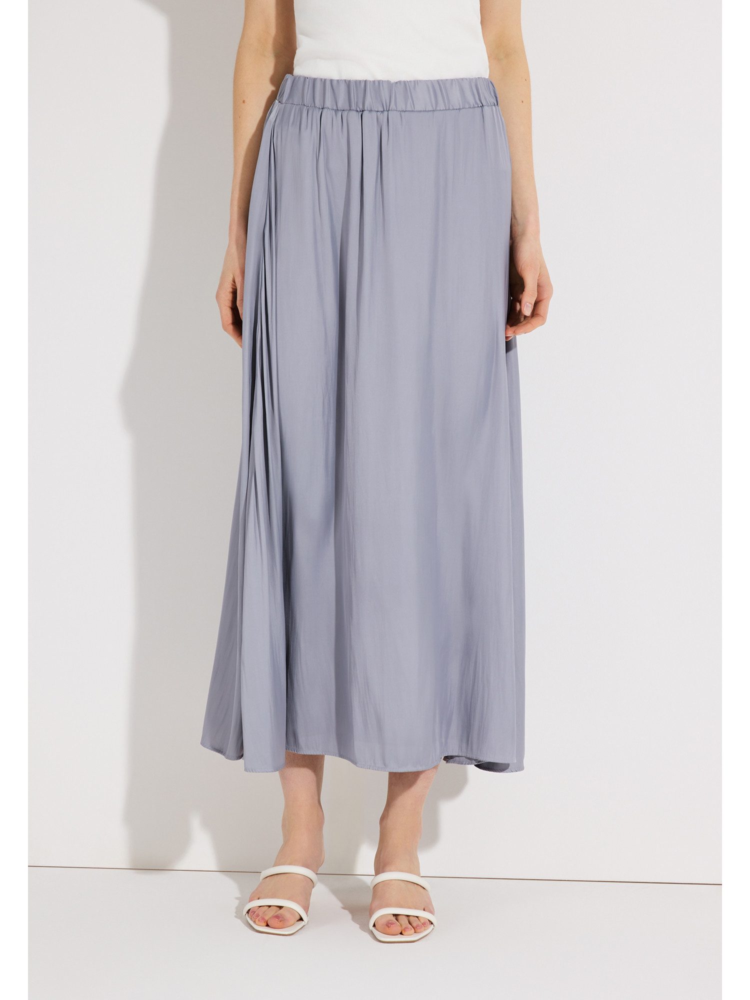 MORE&MORE A-Linien-Rock glänzender Maxirock, Schlupfform