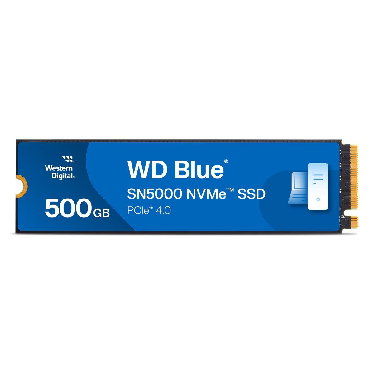 Western Digital WD Blue SN5000 500GB SSD M.2 2280 NVMe interne SSD (500 GB) M.2" 5000 MB/S Lesegeschwindigkeit, 4000 MB/S Schreibgeschwindigkeit, PCIe Gen4 x4, NVMe, Western Digital nCache 4.0, 3D TLC NAND