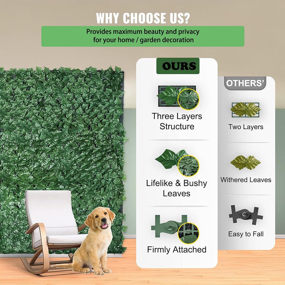 Kunsthecke Green Leaf-Sichtschutz Balkon Sichtschutz Blätterzaun günstig online kaufen