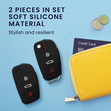 kwmobile Schlüsseltasche 2x Autoschlüssel Silikon Hülle für Audi (1-tlg), Schlüsselhülle