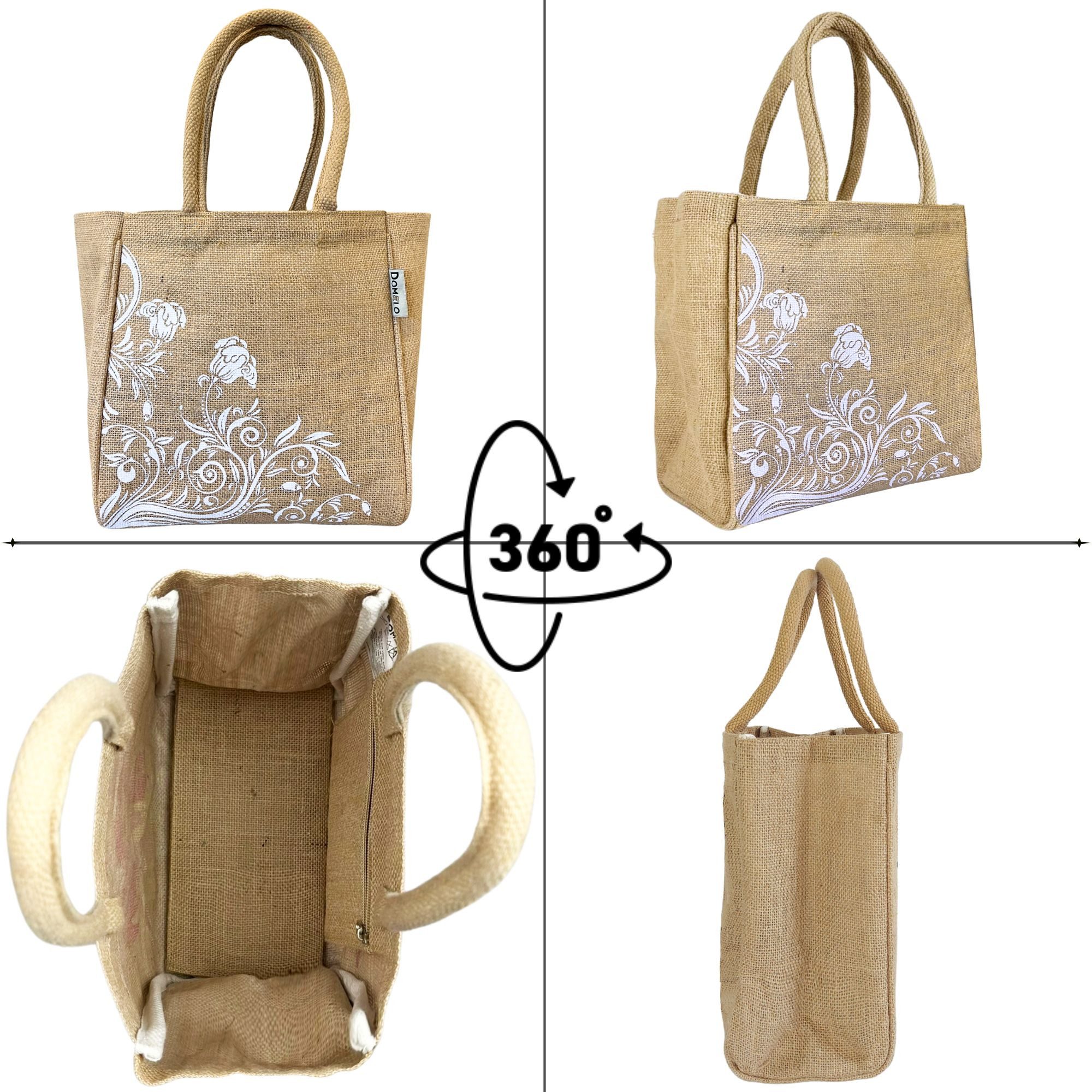 Domelo Handtasche Domelo Jute Handtasche kleine Jutetasche vegane mini Einkaufskorb, Deutsch Designer