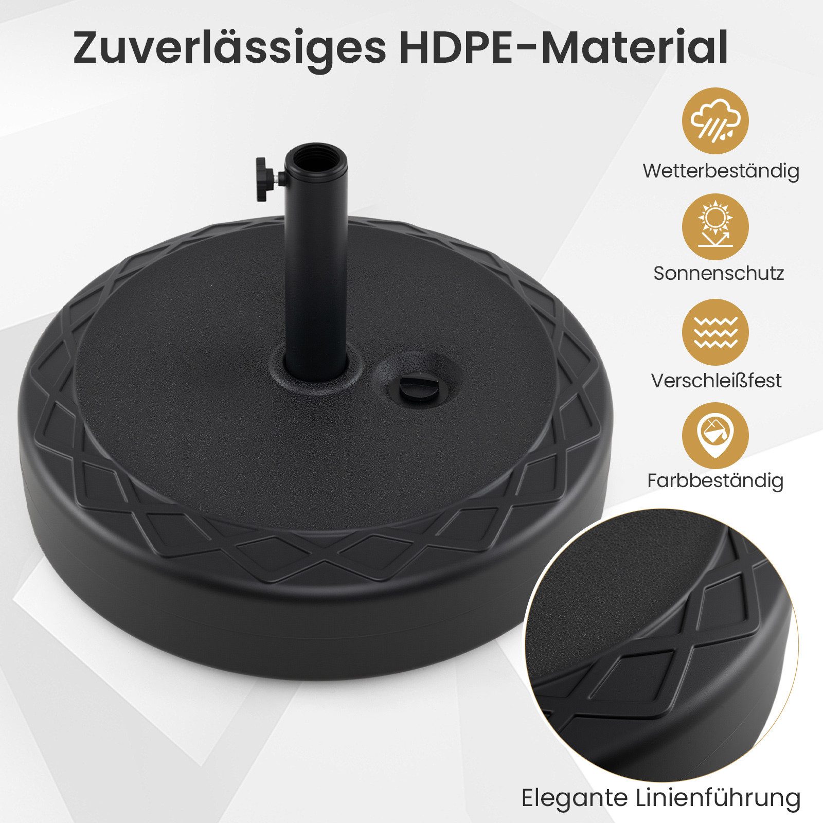 COSTWAY Schirmständer, Sonnenschirmfuß für Schirmstangen von 39/49 mm