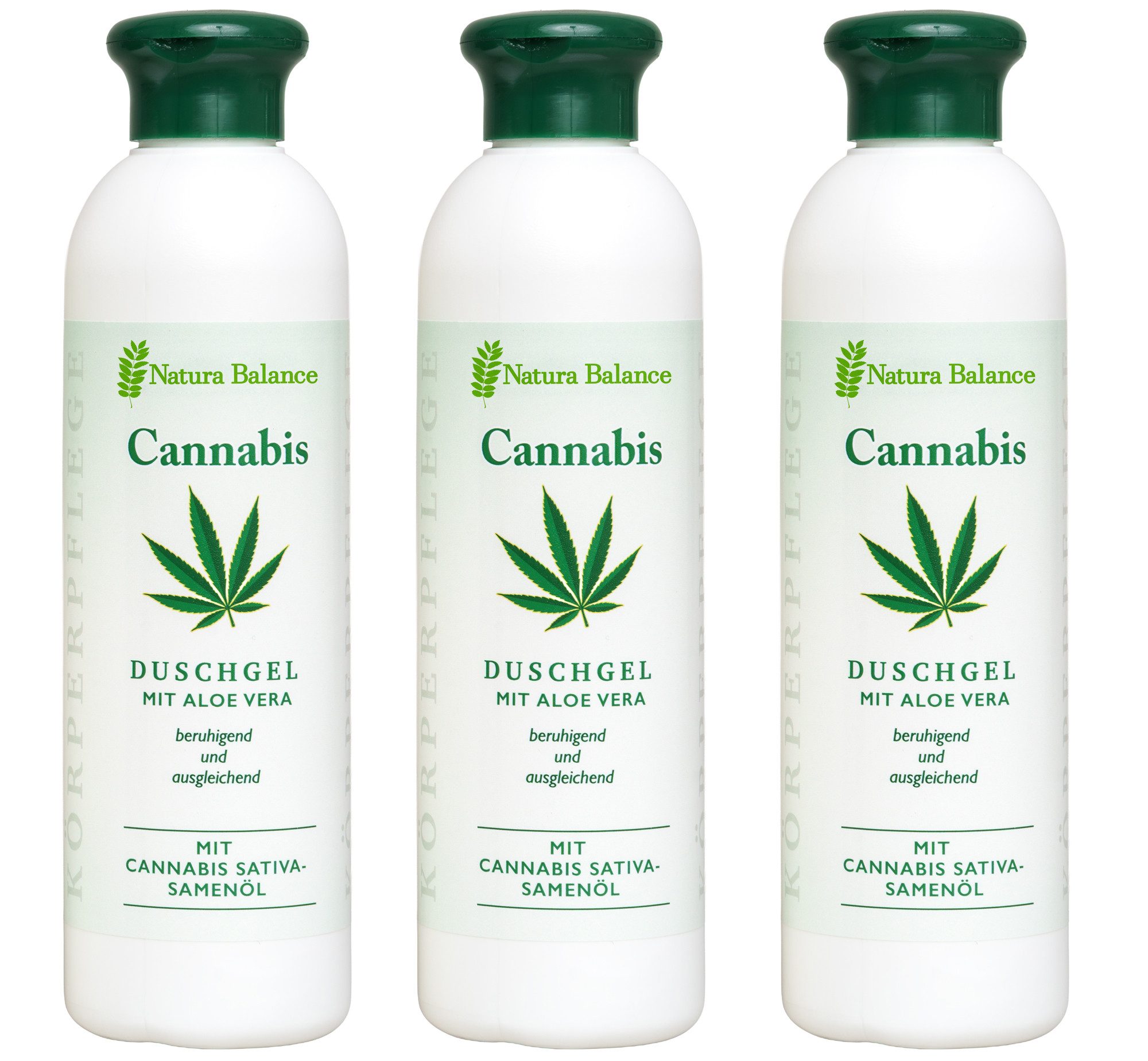 Natura Balance Duschgel 3x 250ml Duschgel Cannabis Aloe Vera Hanfsamenöl Haut Pflegedusche, 3x 250ml