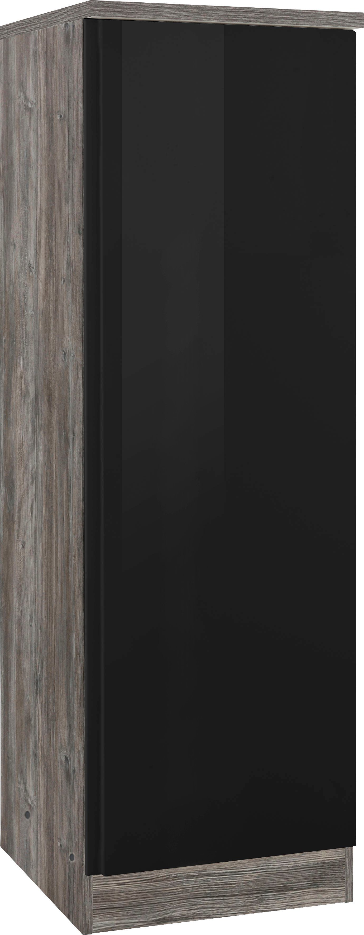 viel MÖBEL | 50 cm Virginia schwarz breit, Stauraum Hochglanz Seitenschrank HELD eichevintage für
