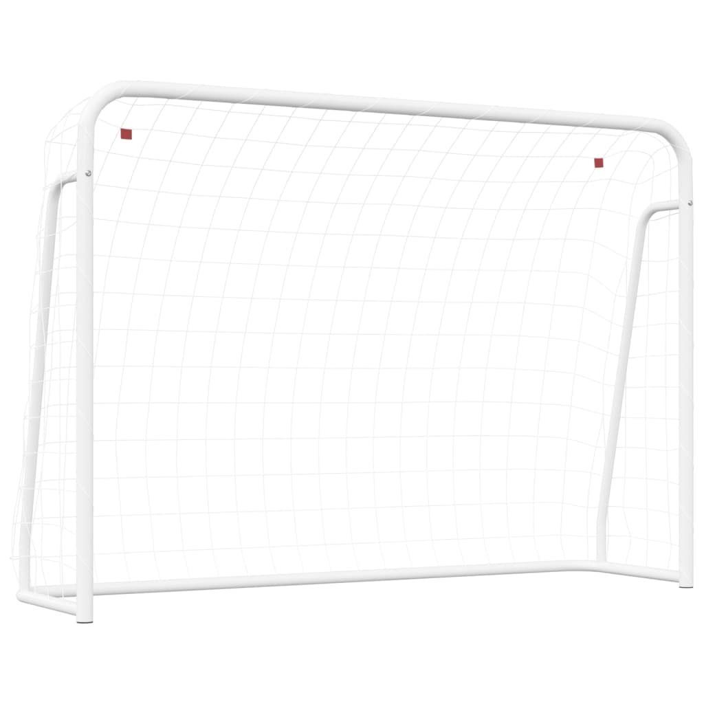 vidaXL Fußballtor Fußballtor mit Netz Weiß 214x75x152 cm Stahl & Polyester (1 St)