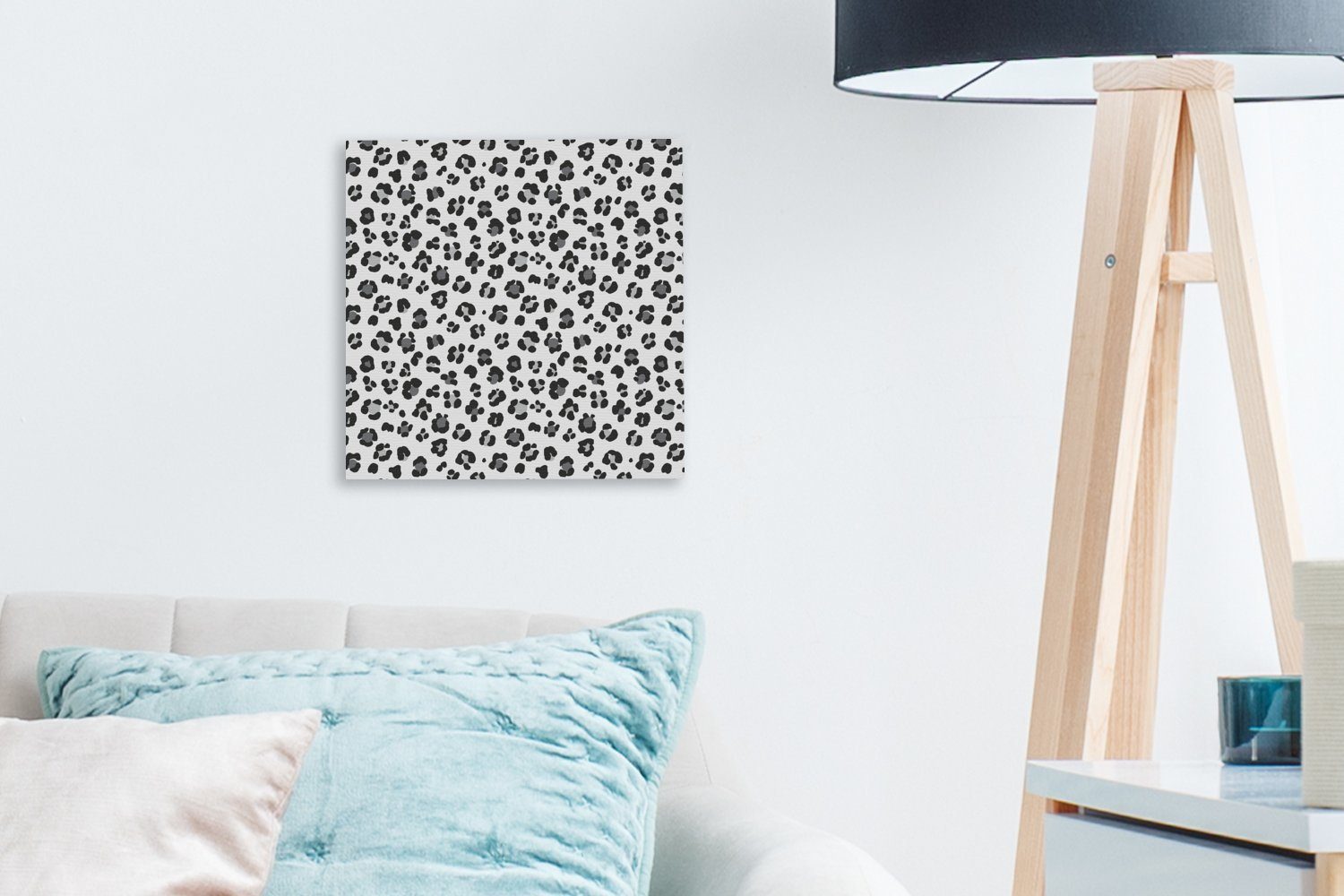 Leinwandbild Wohnzimmer für Schlafzimmer (1 Grau OneMillionCanvasses® Flecken, Druck Leinwand - Bilder St), - Panther