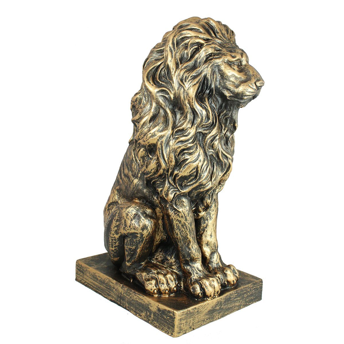 colourliving Gartenfigur Löwe Figur bronze Optik Löwenfigur für den Garten, 56 cm hoch, Löwenfigur für den Garten, Bronze Optik, handbemalt