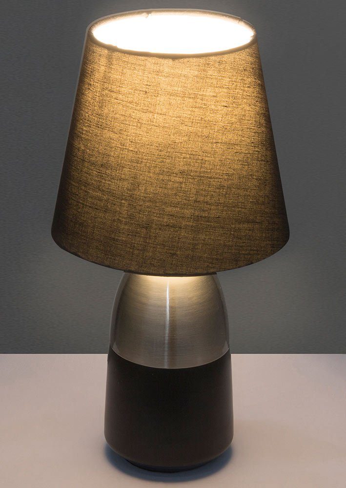 etc-shop Schreibtischlampe, nickel Leuchten Schalter - Textil matt Nacht Tisch Wohn Design grau Touch Schlaf Zimmer