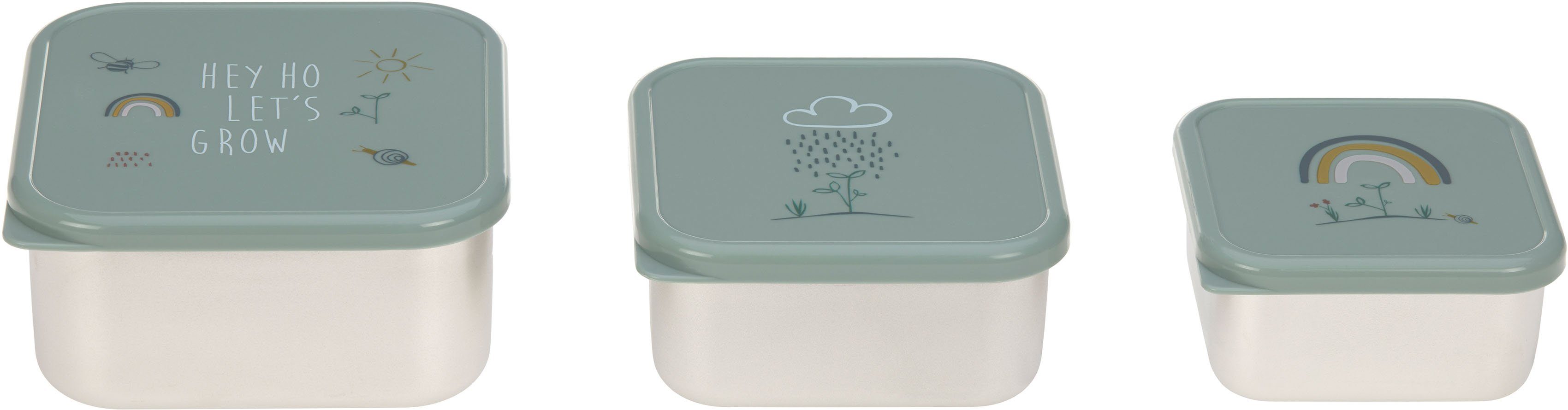 LÄSSIG Lunchbox Garden Explorer, green, Edelstahl, Polyprophylen (PP), (Set, 3-tlg)