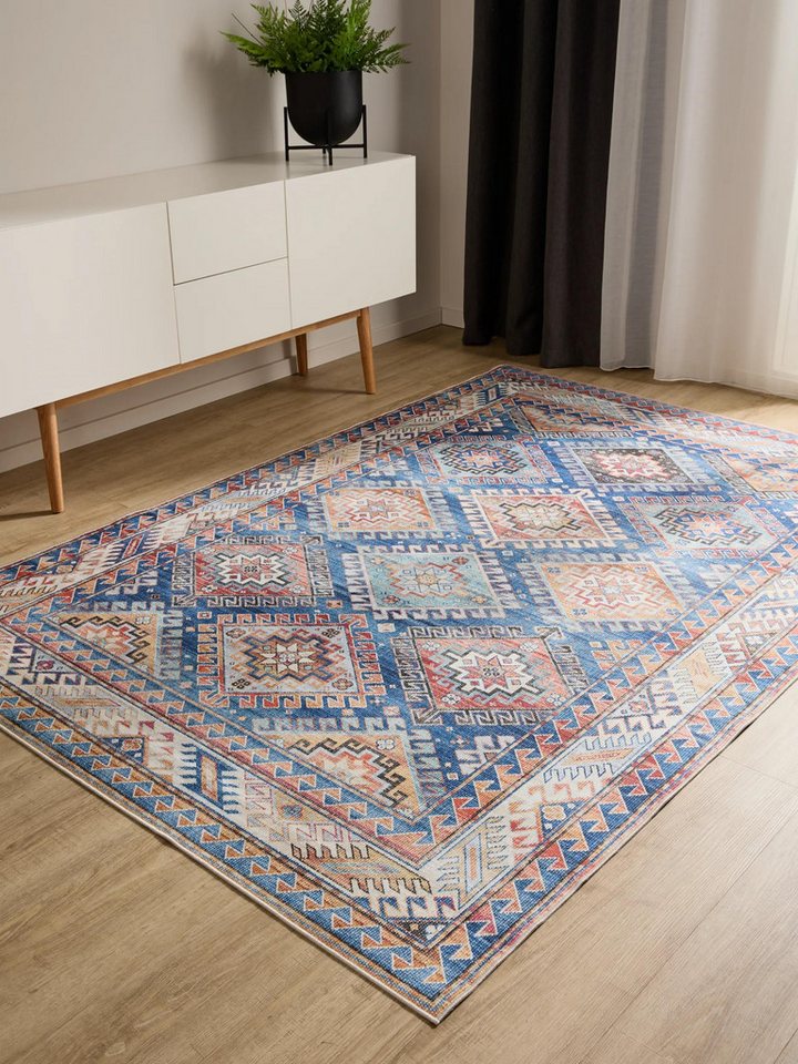 benuta Teppich George, rechteckig, Höhe: 5 mm, Vintage-Look, Kurzflor, Teppich Wohnzimmer, Schlafzimmer, Waschbar