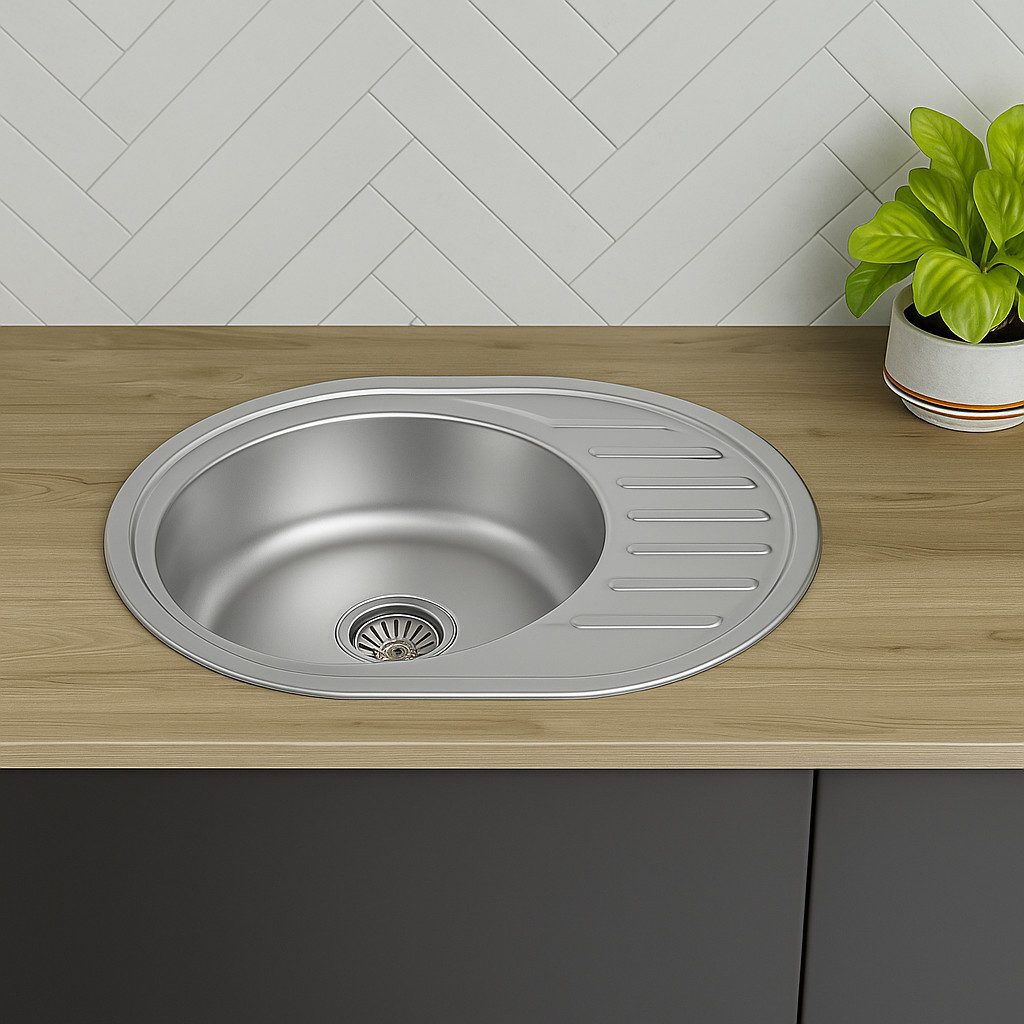 Faizee Home Edelstahlspüle Edelstahl Einbauspülen – Verschiedene Modelle, Modern und Langlebig, Oval, 57/16 cm