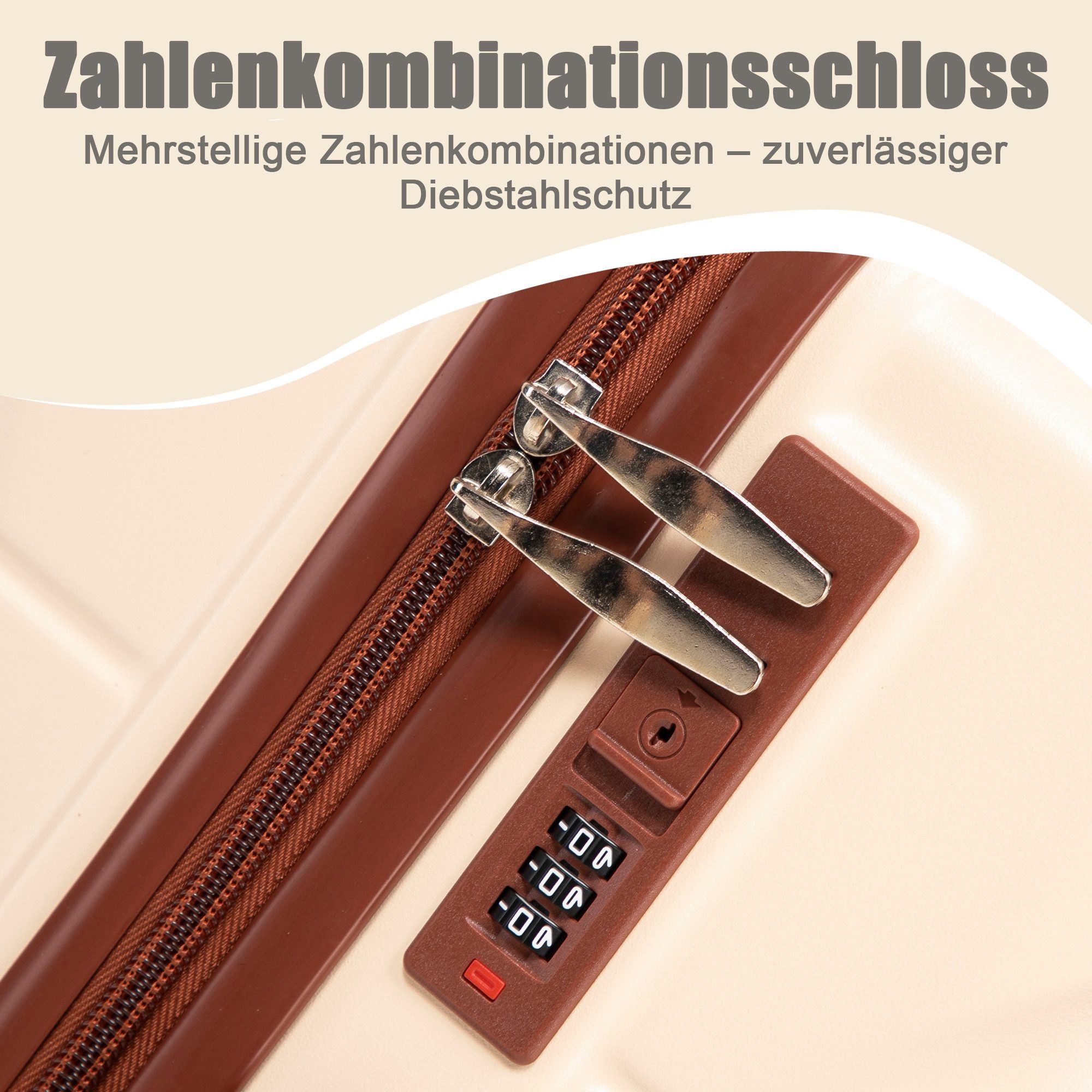 i@home Kofferset 14"/19"/24"/28" 4-teiliger Koffer, 4 Rollen, (4 tlg., 1 Kosmetiktasche, 1 Handgepäck, 2 Aufgabegepäck), zwei Größen mit Seitenhandgriffen, Aufh – Bild 3 von 5