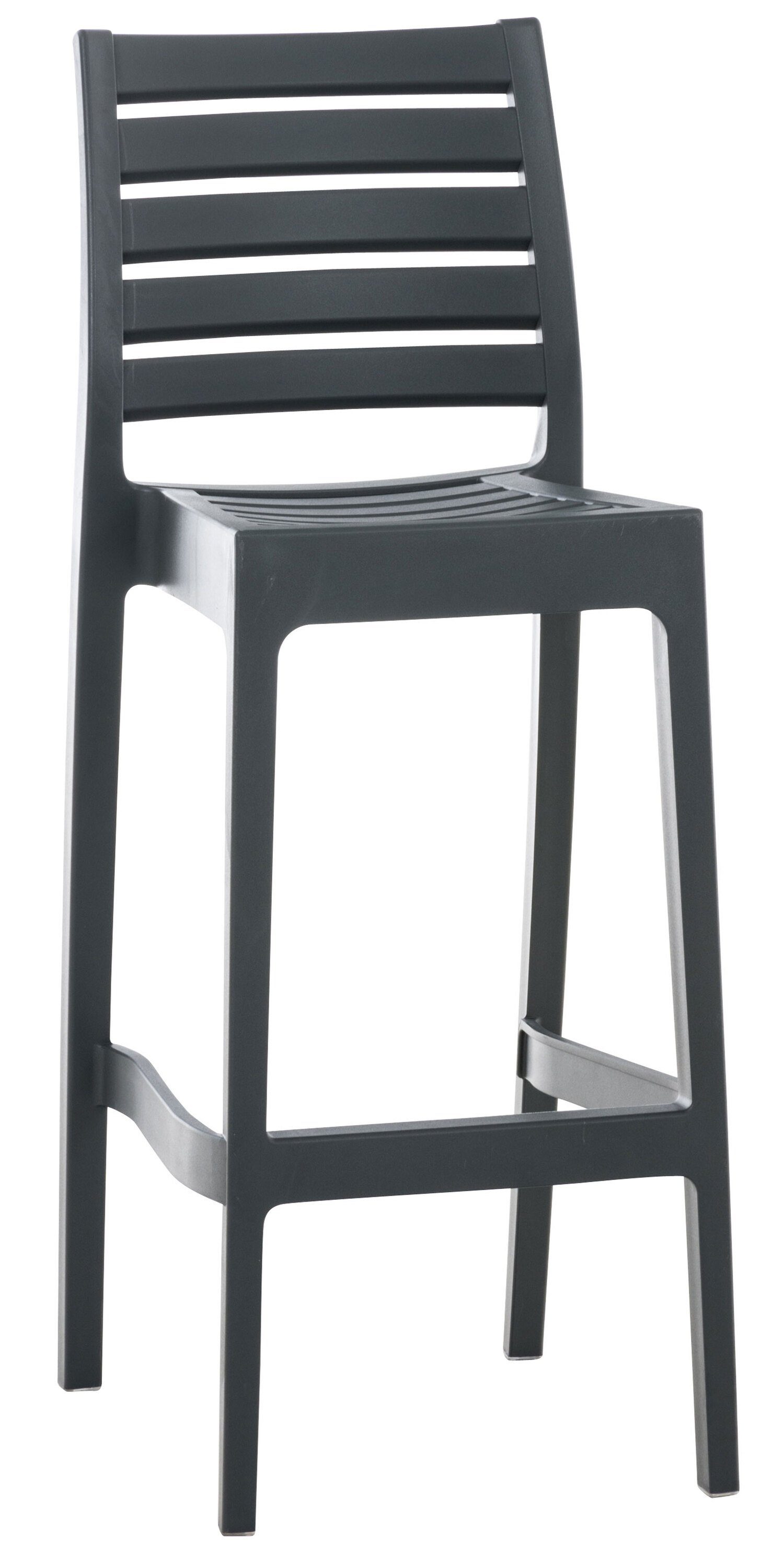TPFLiving Barhocker Ares (mit angenehmer Fußstütze - Hocker für Theke & Küche), Gestell Kunststoff - Sitzfläche: Kunststoff Dunkelgrau